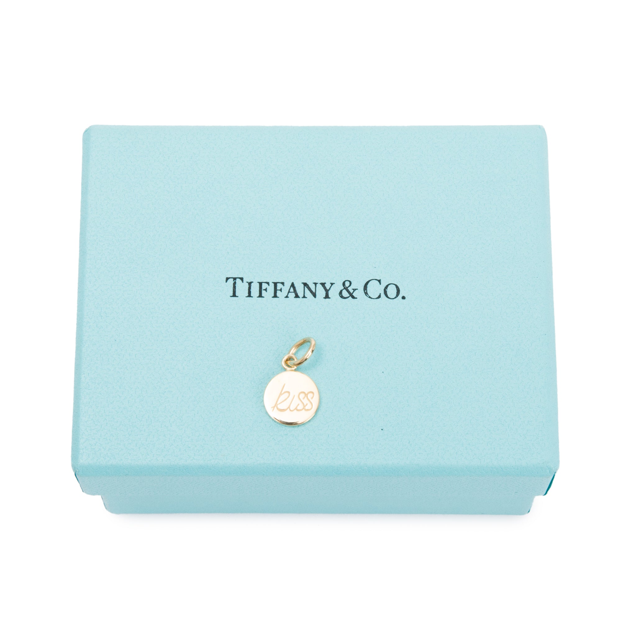 Tiffany & Co. Paloma Picasso's 18k Yellow Gold Graffiti Kiss Mini Round Charm w/ Box