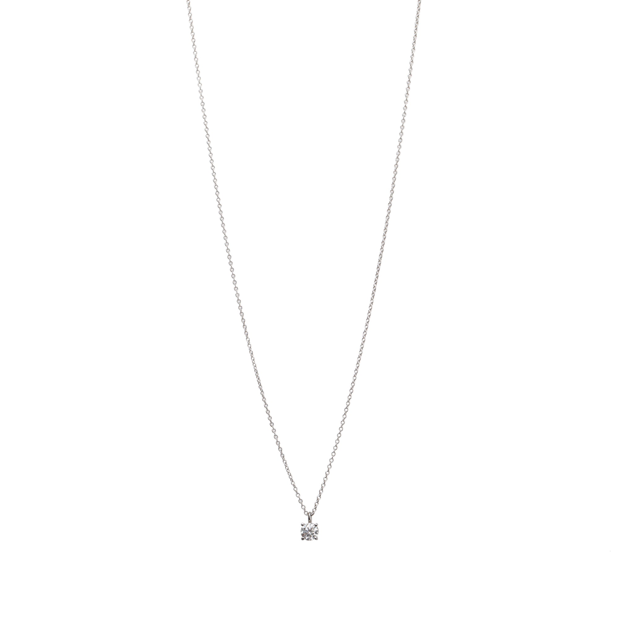 Tiffany & Co. Platinum 0.39 ct. Solitaire Diamond Pendant Necklace w/ Box