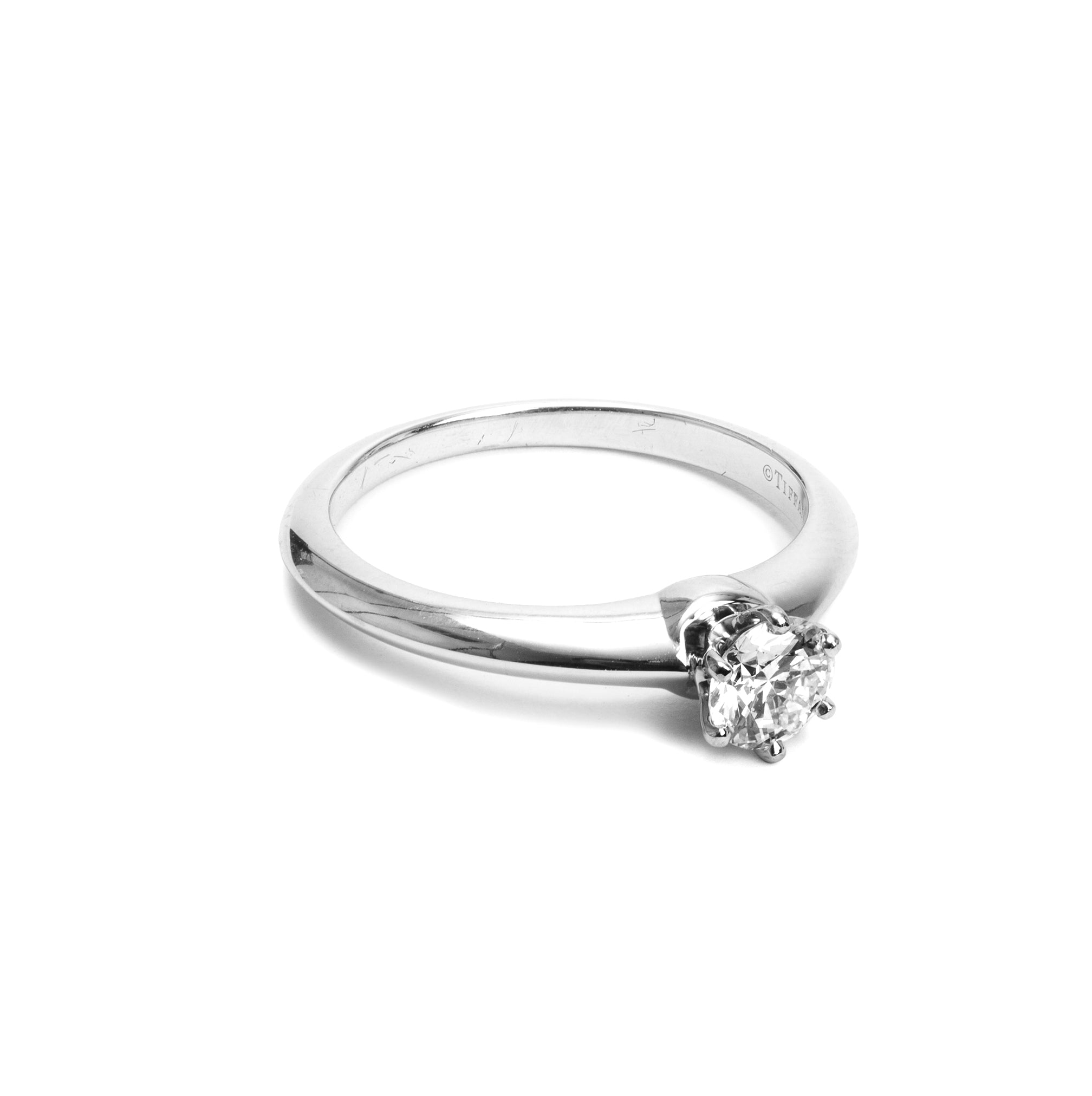 Tiffany & Co. Platinum 0.52 ct. Diamond Solitaire Engagement Ring, Size 7 w/ Box & Certificate