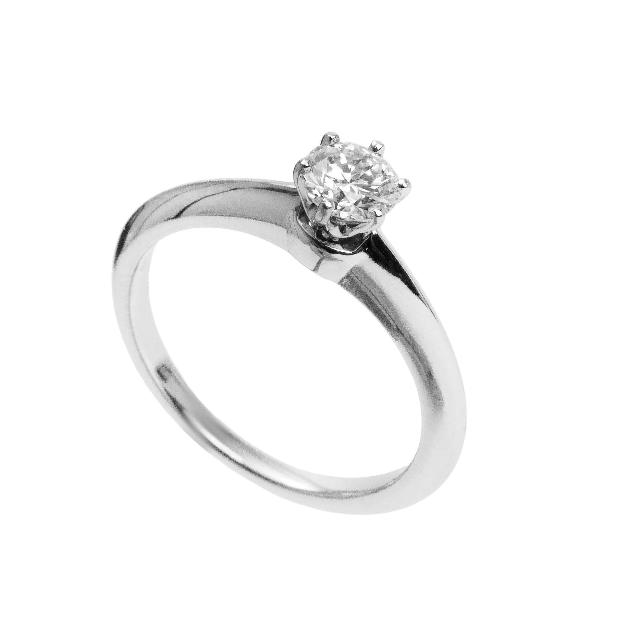 Tiffany & Co. Platinum 0.52 ct. Diamond Solitaire Engagement Ring, Size 7 w/ Box & Certificate
