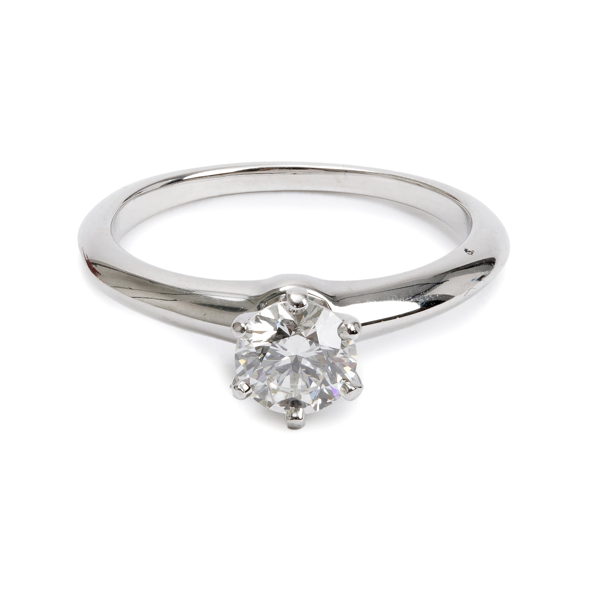Tiffany & Co. Platinum 0.72 ct. Diamond Solitaire Engagement Ring, Size 7 w/ Box