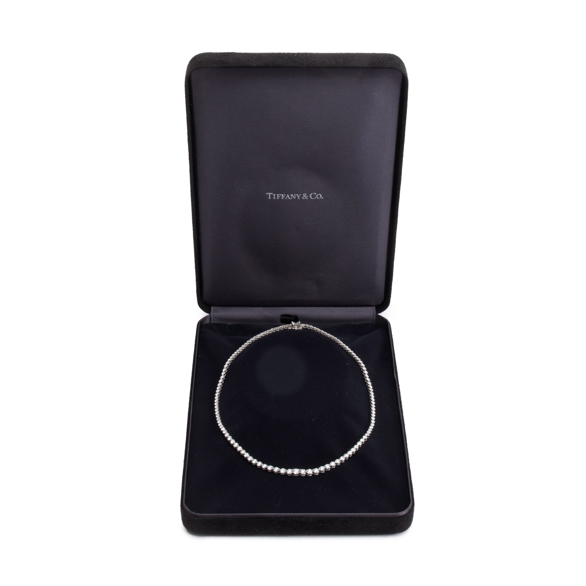 Tiffany & Co. Platinum 10.39 tcw. Diamond Victoria Graduated Line Necklace w/ Box