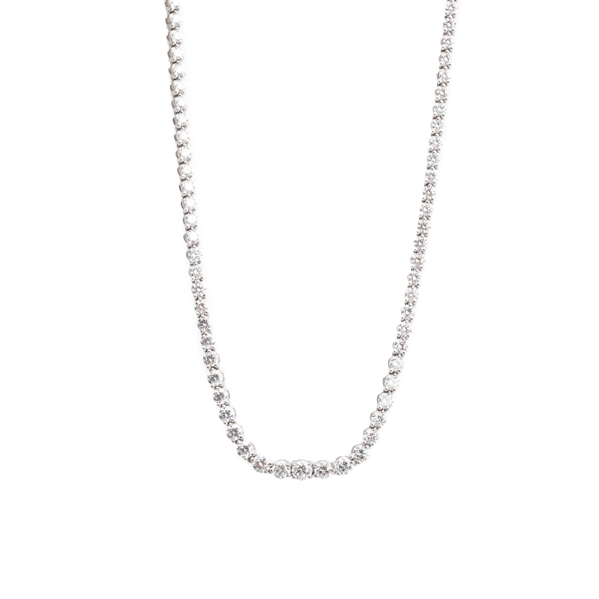 Tiffany & Co. Platinum 10.39 tcw. Diamond Victoria Graduated Line Necklace w/ Box