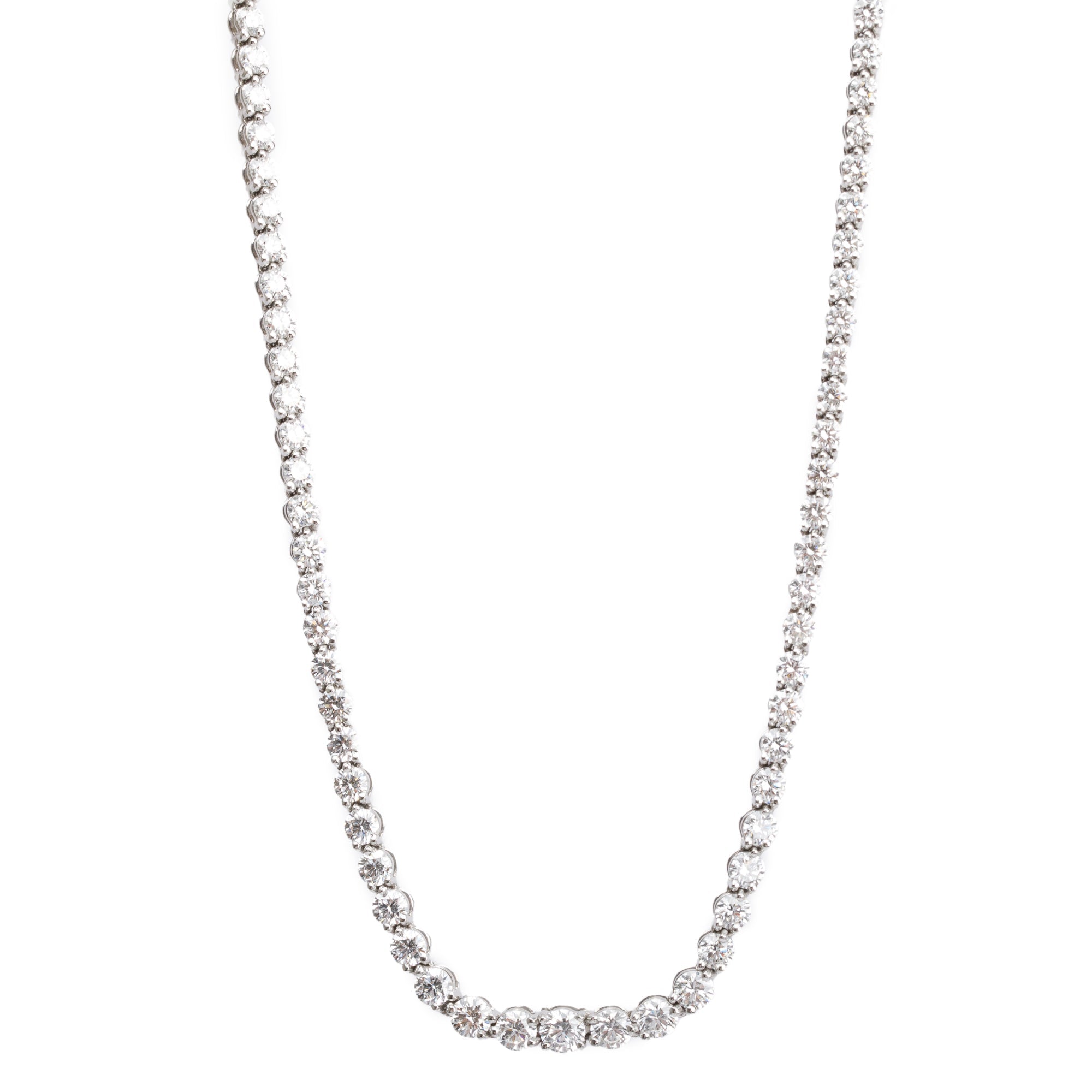 Tiffany & Co. Platinum 10.39 tcw. Diamond Victoria Graduated Line Necklace w/ Box