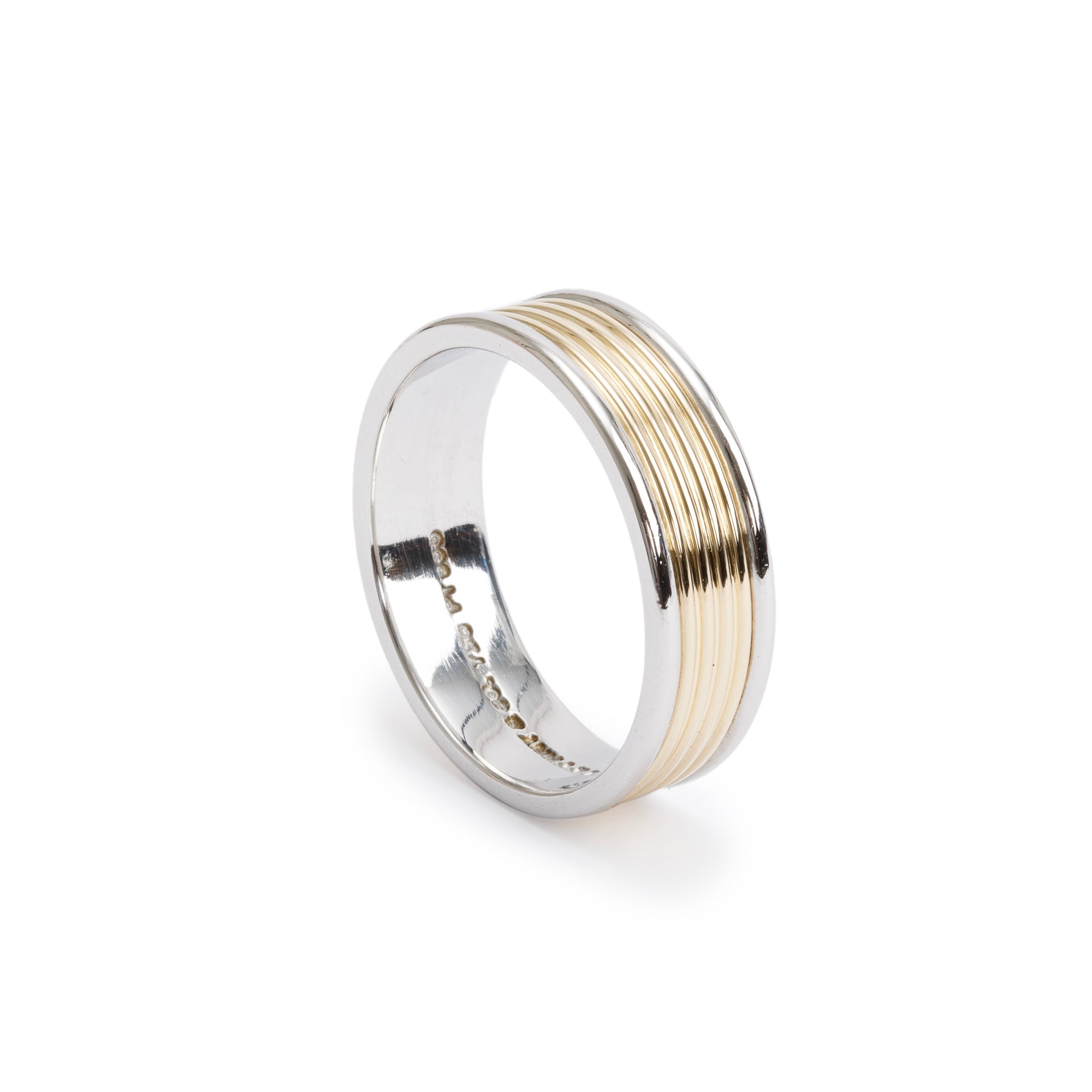 Tiffany & Co. Platinum & 18k Yellow Gold Ribbed Band Ring, Size 6.75