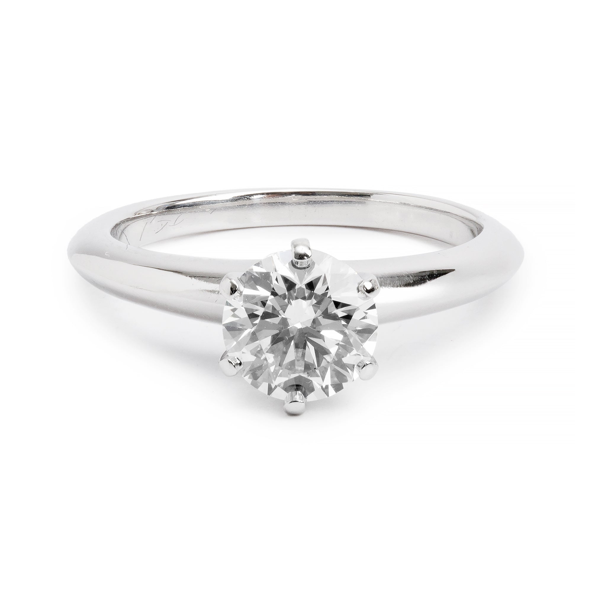 Tiffany & Co. Platinum 1.18 ct. Diamond Solitaire Engagement Ring, Size 6 w/ Box & Papers