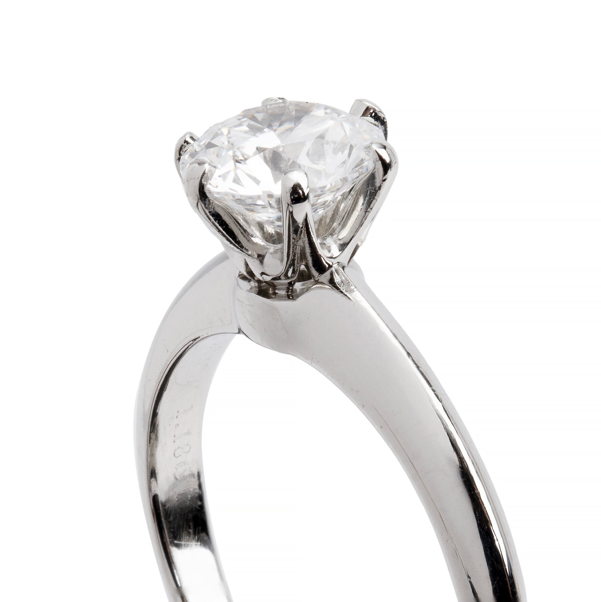 Tiffany & Co. Platinum 1.18 ct. Diamond Solitaire Engagement Ring, Size 6 w/ Box & Papers