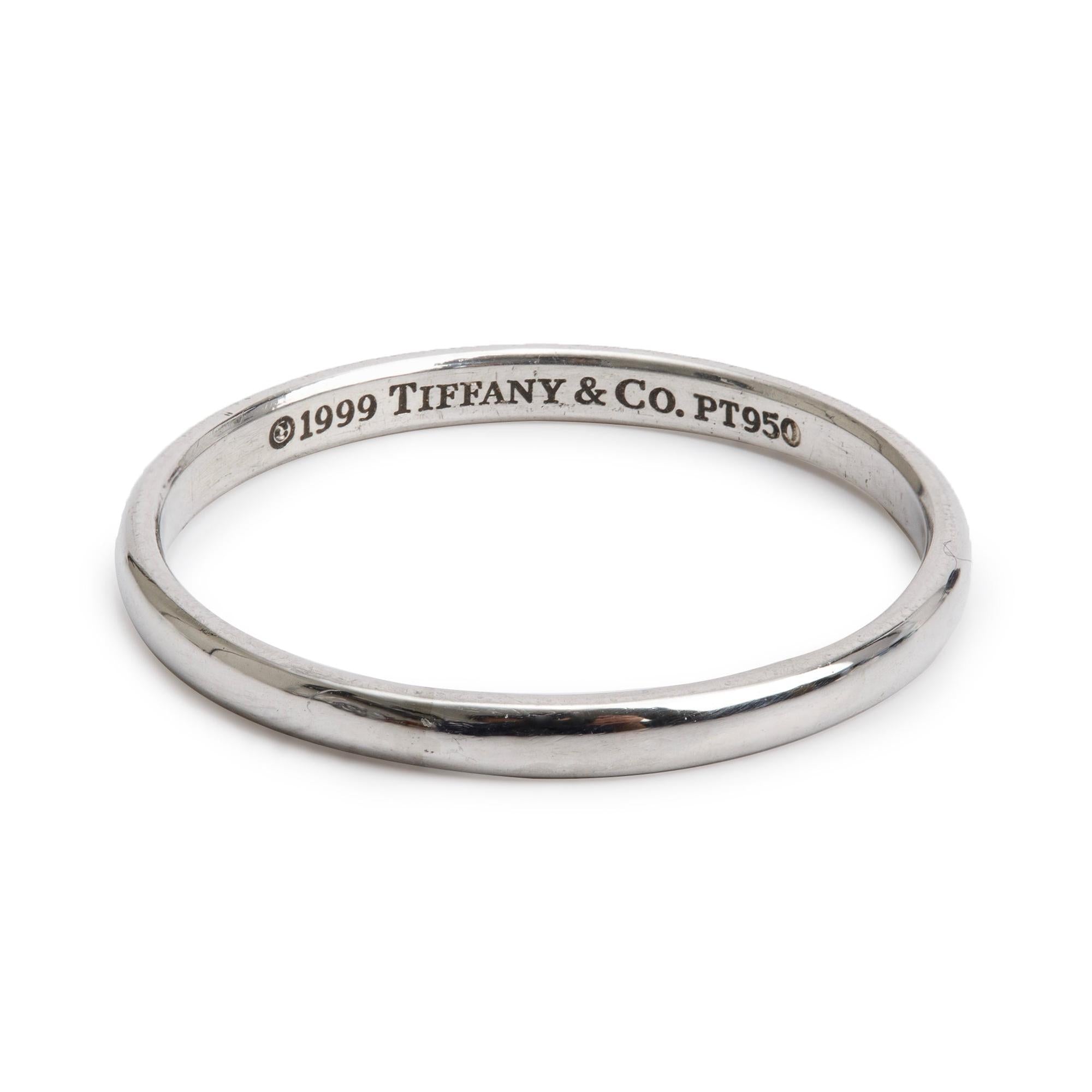 Tiffany & Co. Platinum 2 MM Wedding Band Ring, Size 9.5