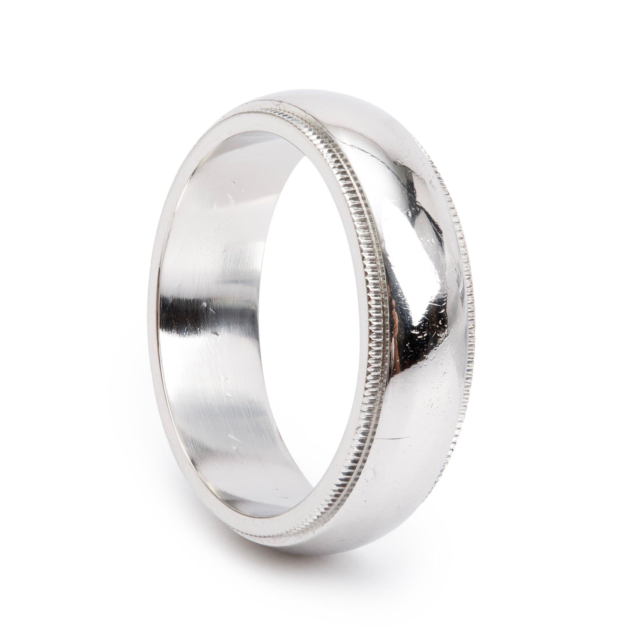 Tiffany & Co. Platinum 6 MM Milgrain Wedding Band Ring, Size 8.5