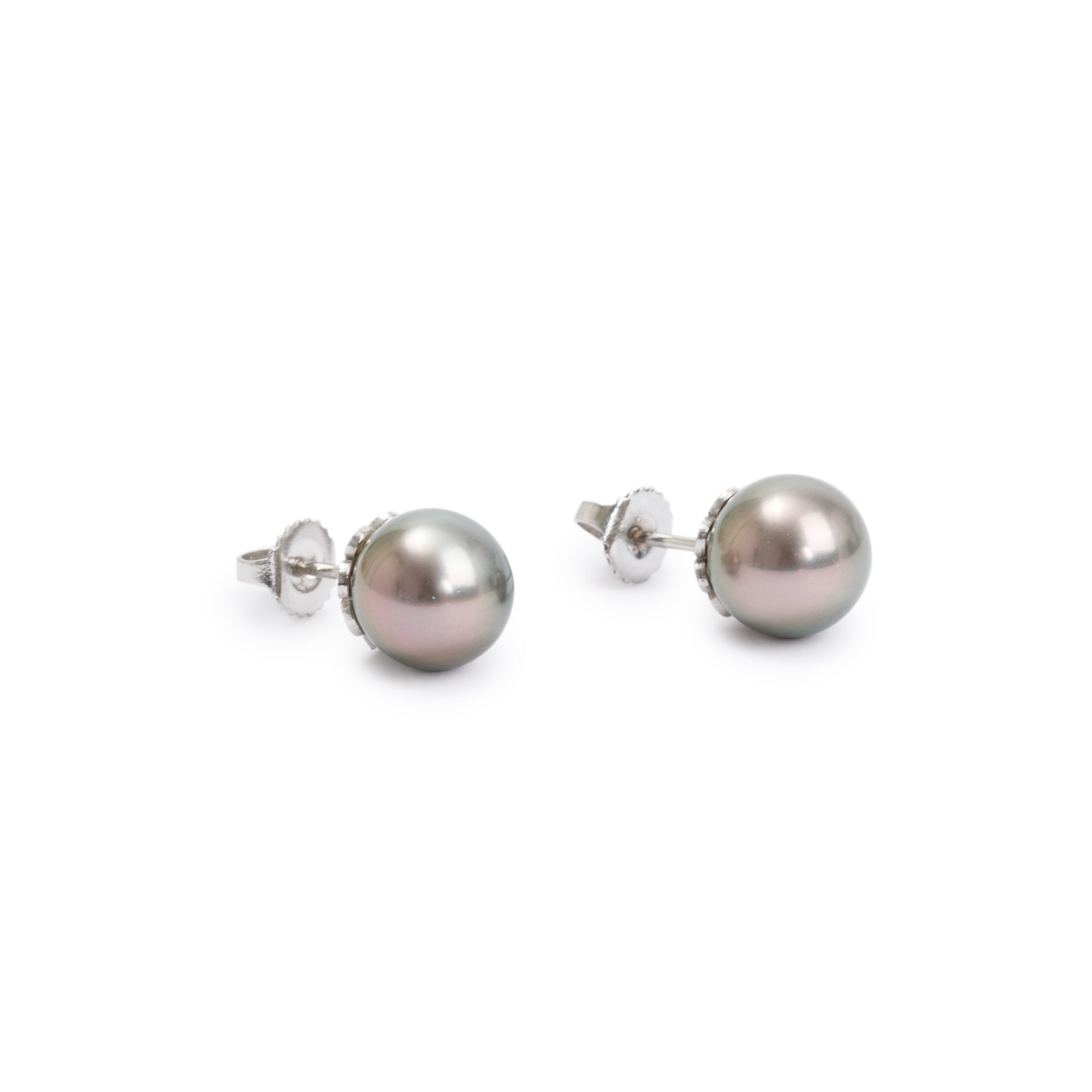 Tiffany & Co. Platinum 9-9.5 MM Tahitian Pearl Earrings w/ Box