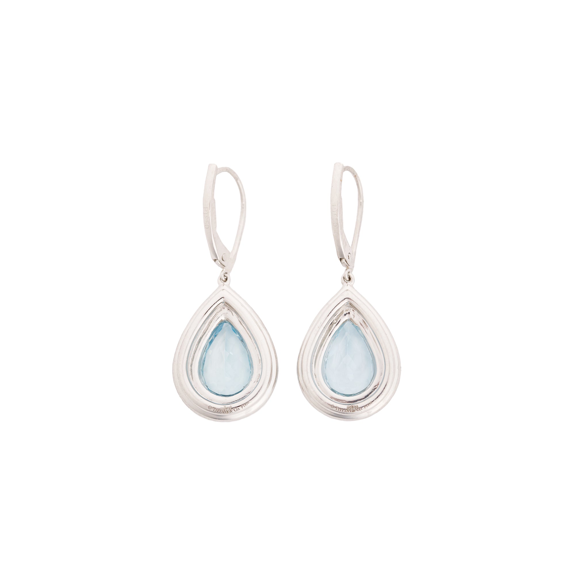 Tiffany & Co. Platinum Aquamarine & Diamond Soleste Drop Earrings w/ Box