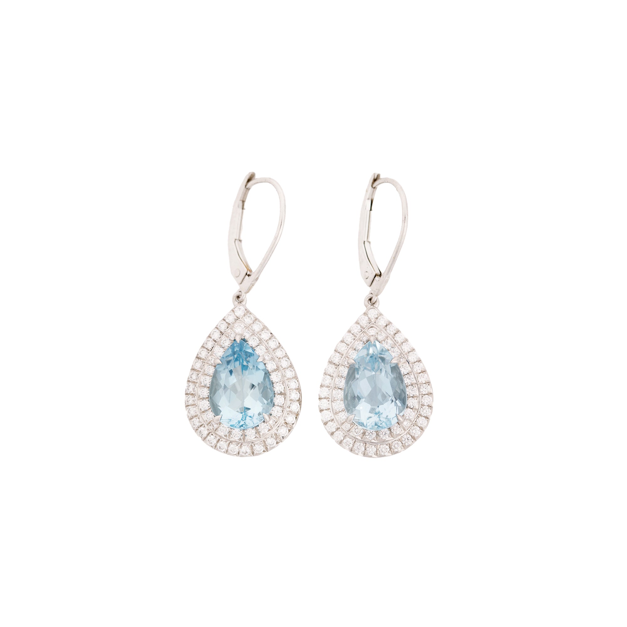 Tiffany & Co. Platinum Aquamarine & Diamond Soleste Drop Earrings w/ Box