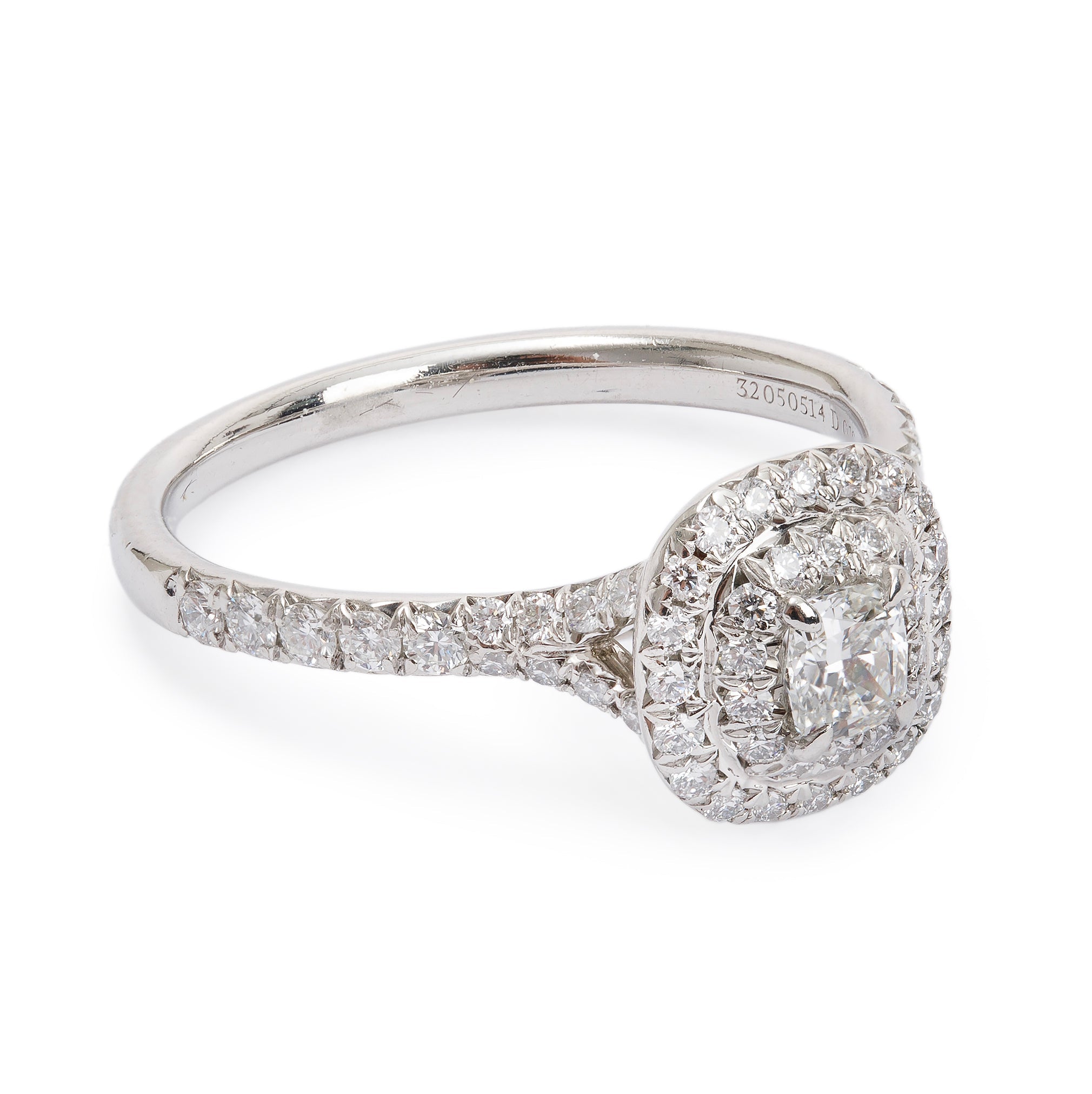 Tiffany & Co. Platinum Cushion-Cut Diamond Soleste Double Halo Engagement Ring w/ Box & Papers