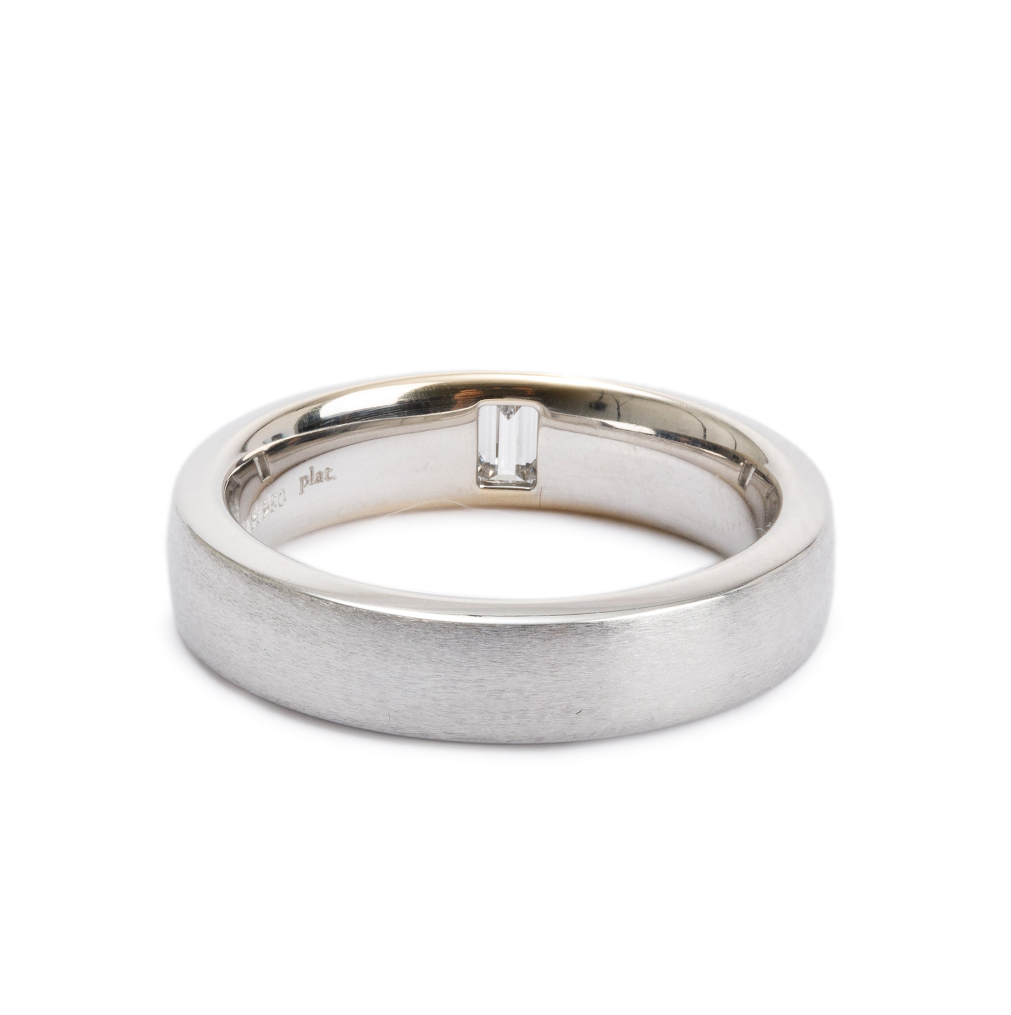 Tiffany & Co. Platinum Diamond Charles Satin Finish Setting 5 MM Band Ring, Size 7 w/ Box