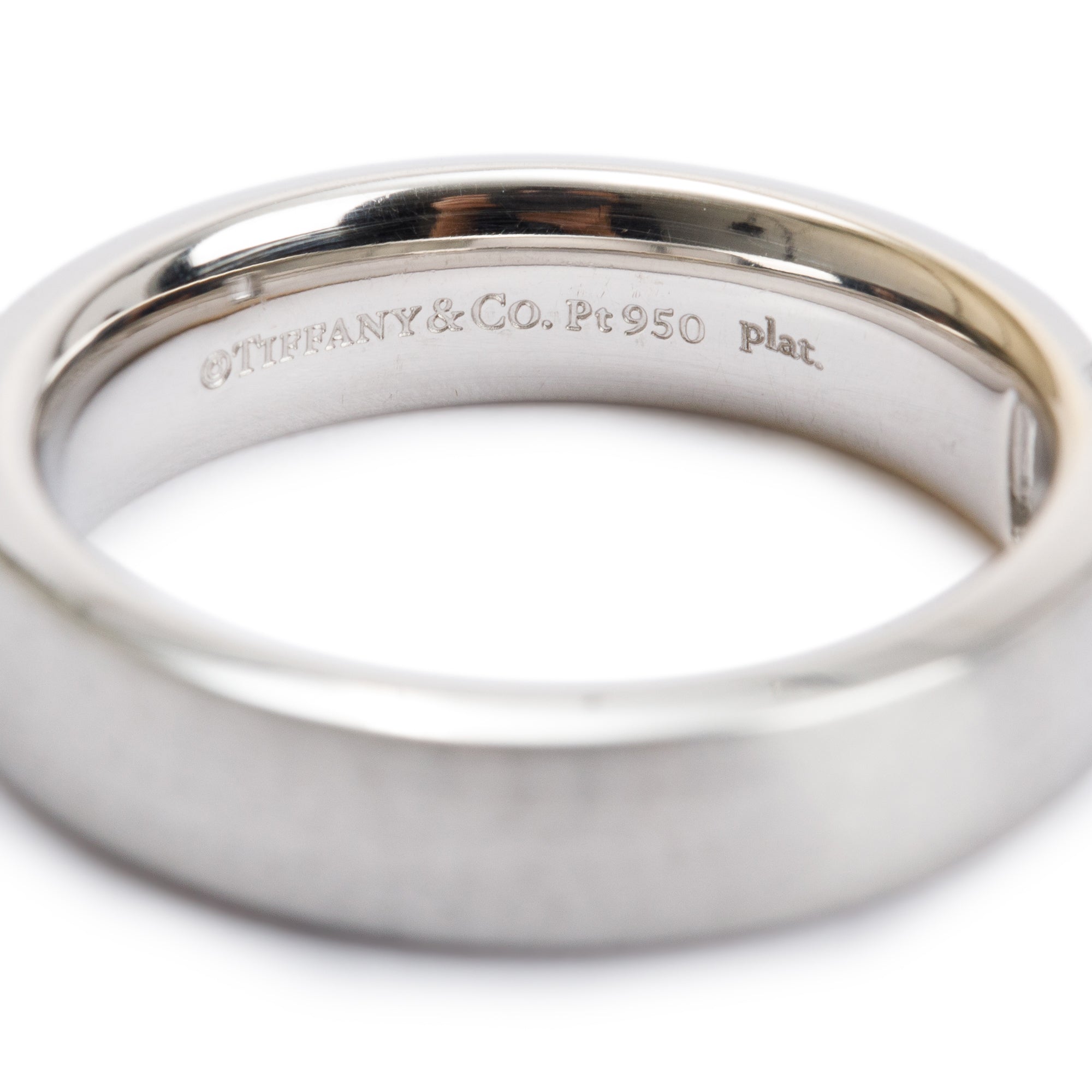 Tiffany & Co. Platinum Diamond Charles Satin Finish Setting 5 MM Band Ring, Size 7 w/ Box