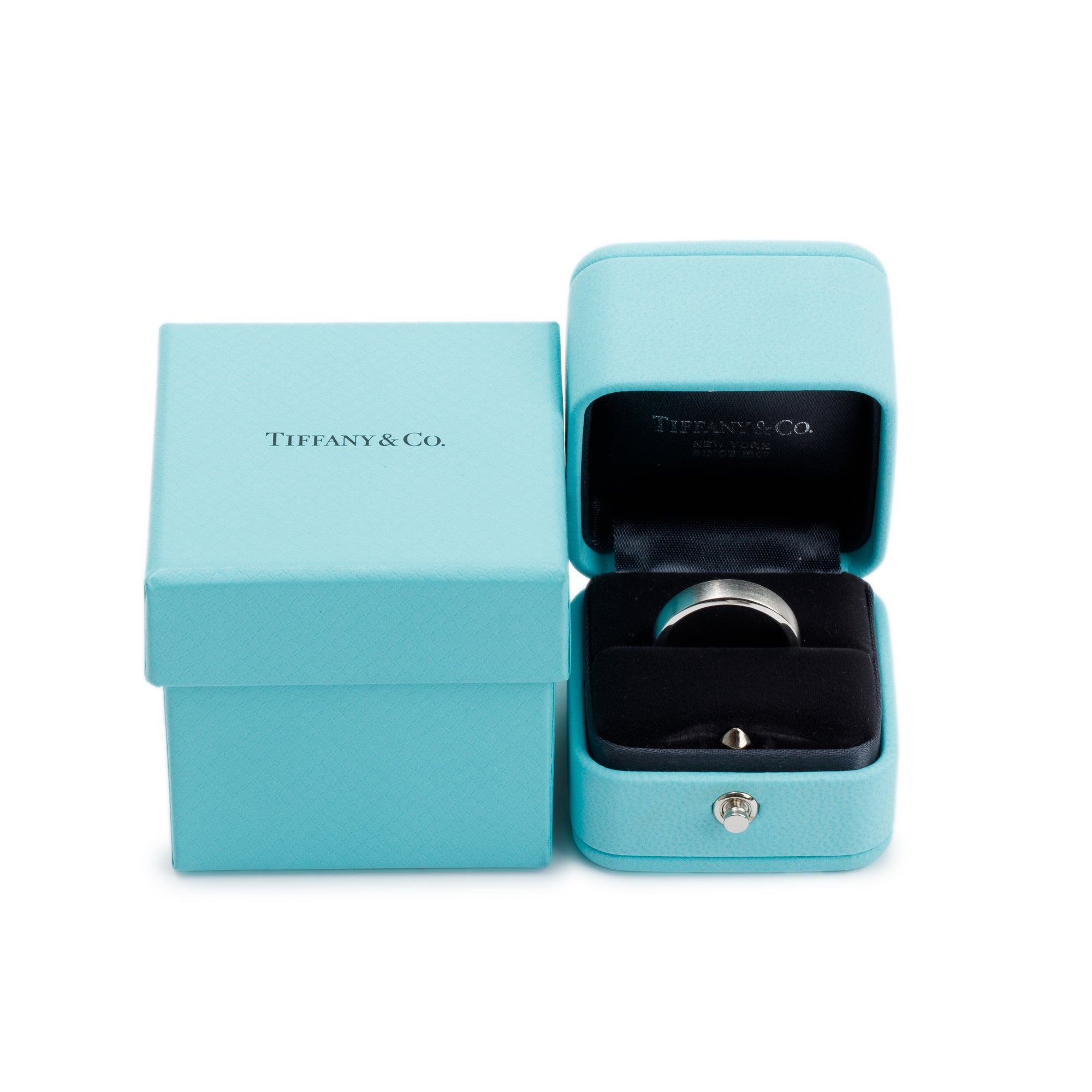 Tiffany & Co. Platinum Diamond Charles Satin Finish Setting 5 MM Band Ring, Size 7 w/ Box