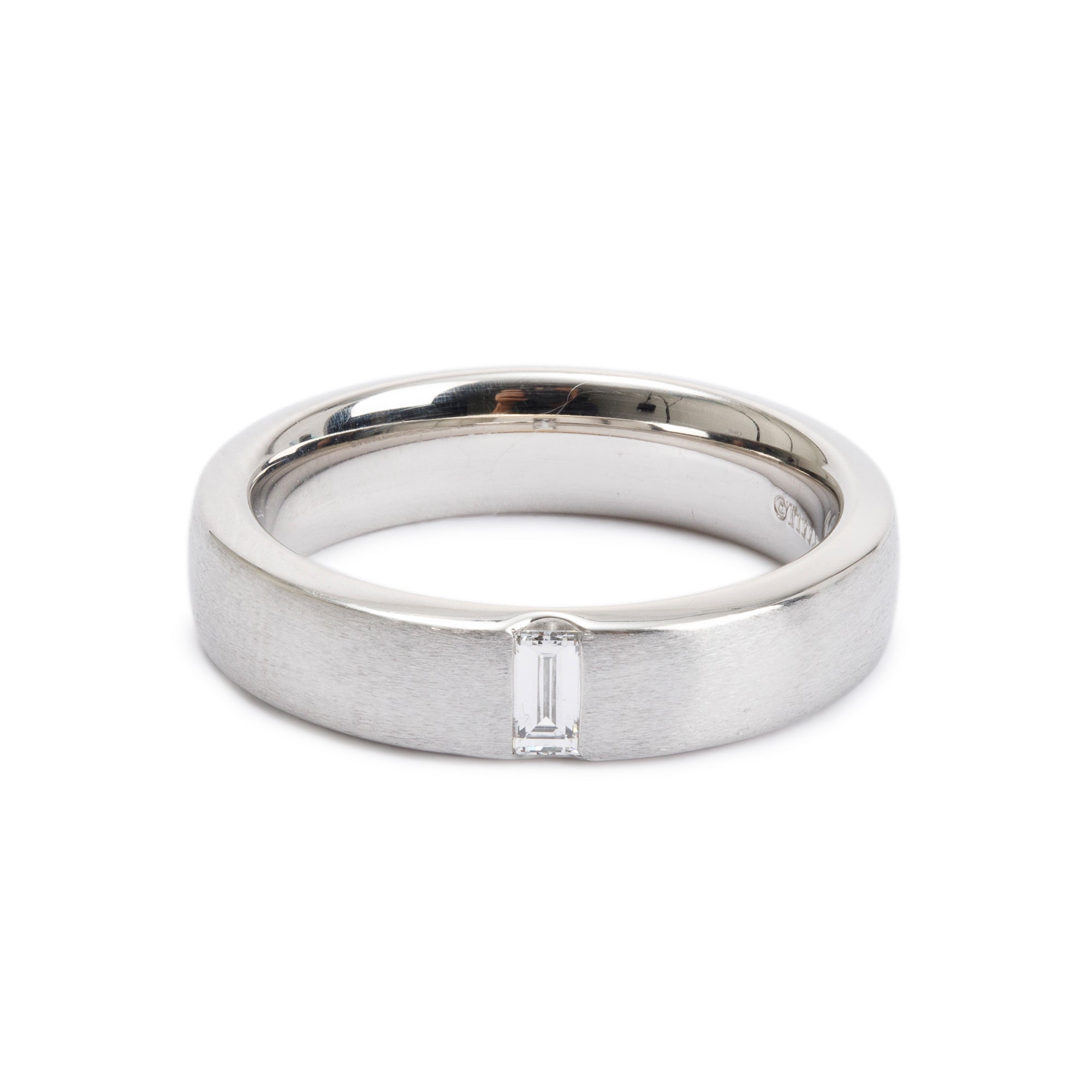 Tiffany & Co. Platinum Diamond Charles Satin Finish Setting 5 MM Band Ring, Size 7 w/ Box