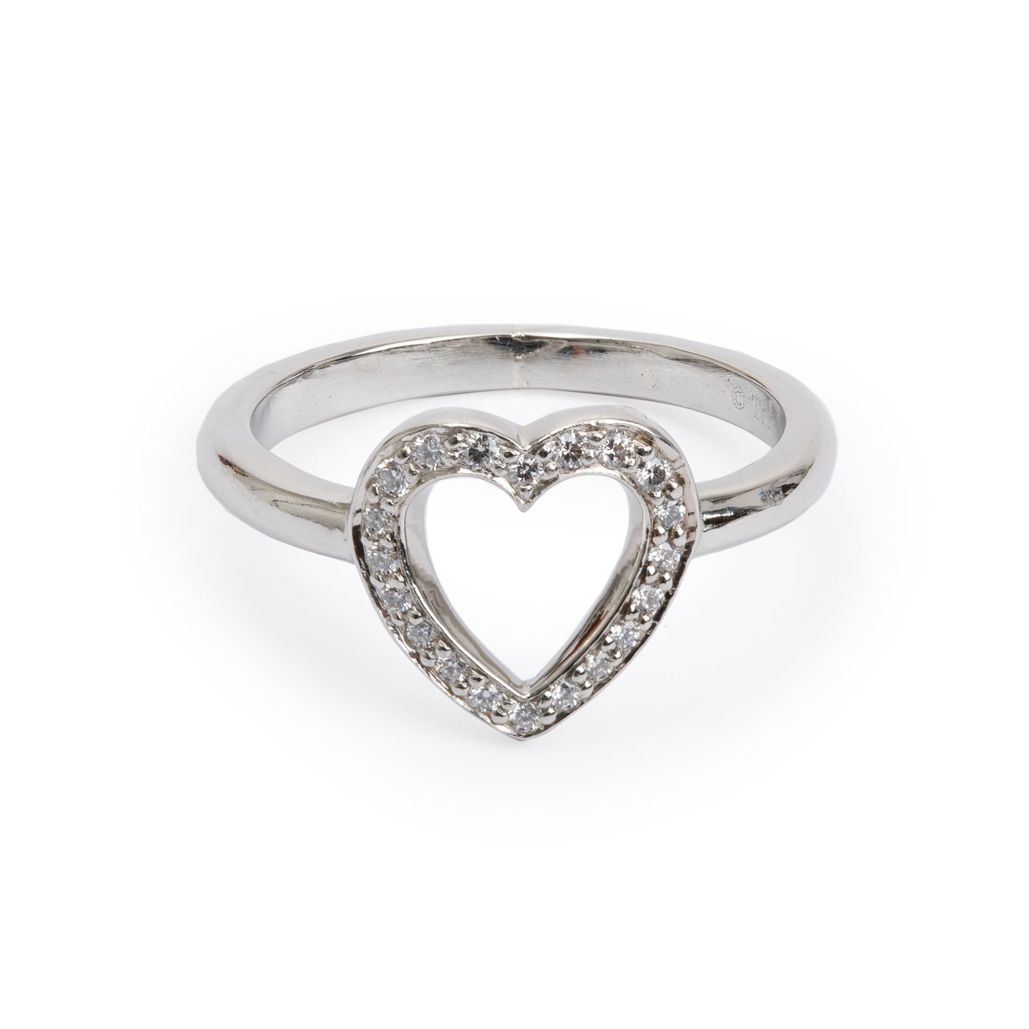 Tiffany & Co. Platinum Diamond Metro Heart Ring, Size 5