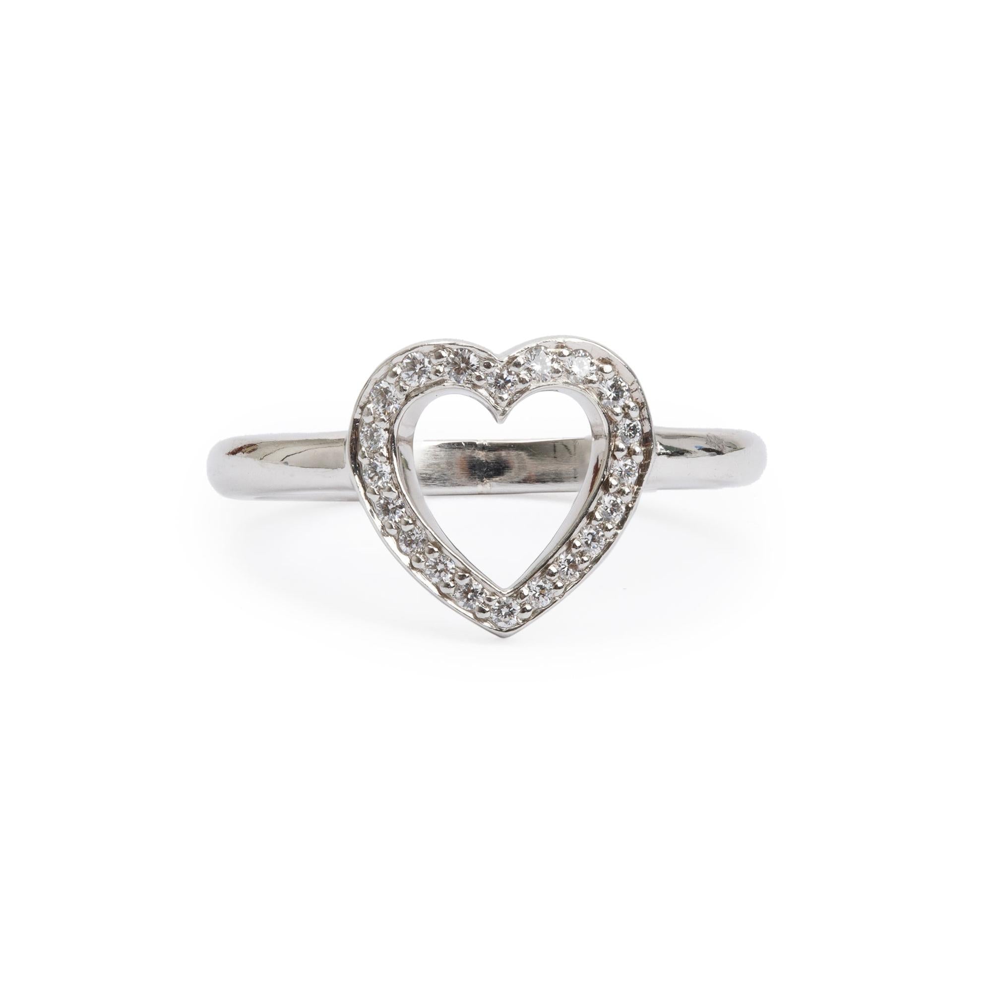 Tiffany & Co. Platinum Diamond Metro Heart Ring, Size 5