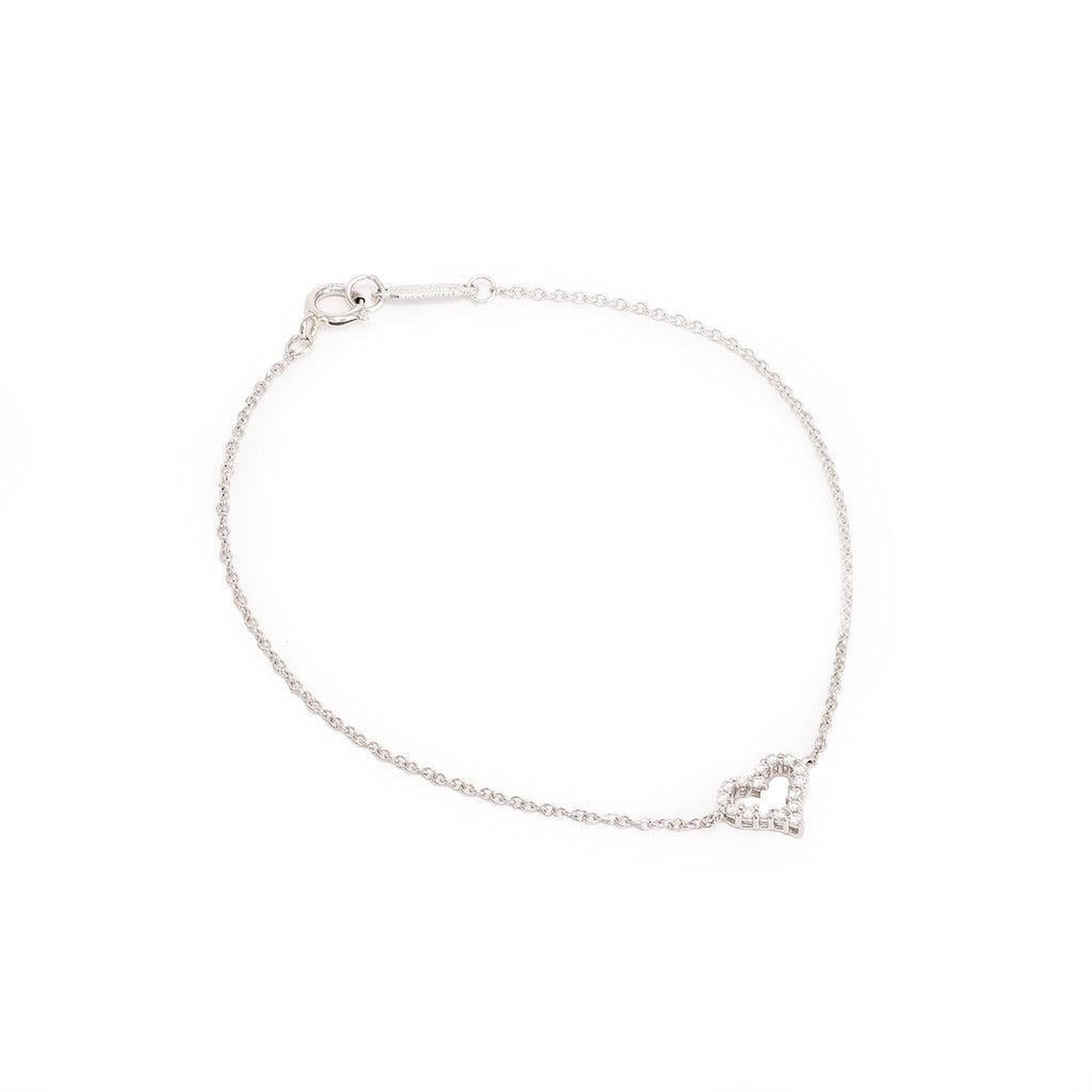 Tiffany & Co. Platinum Diamond Mini Heart Bracelet