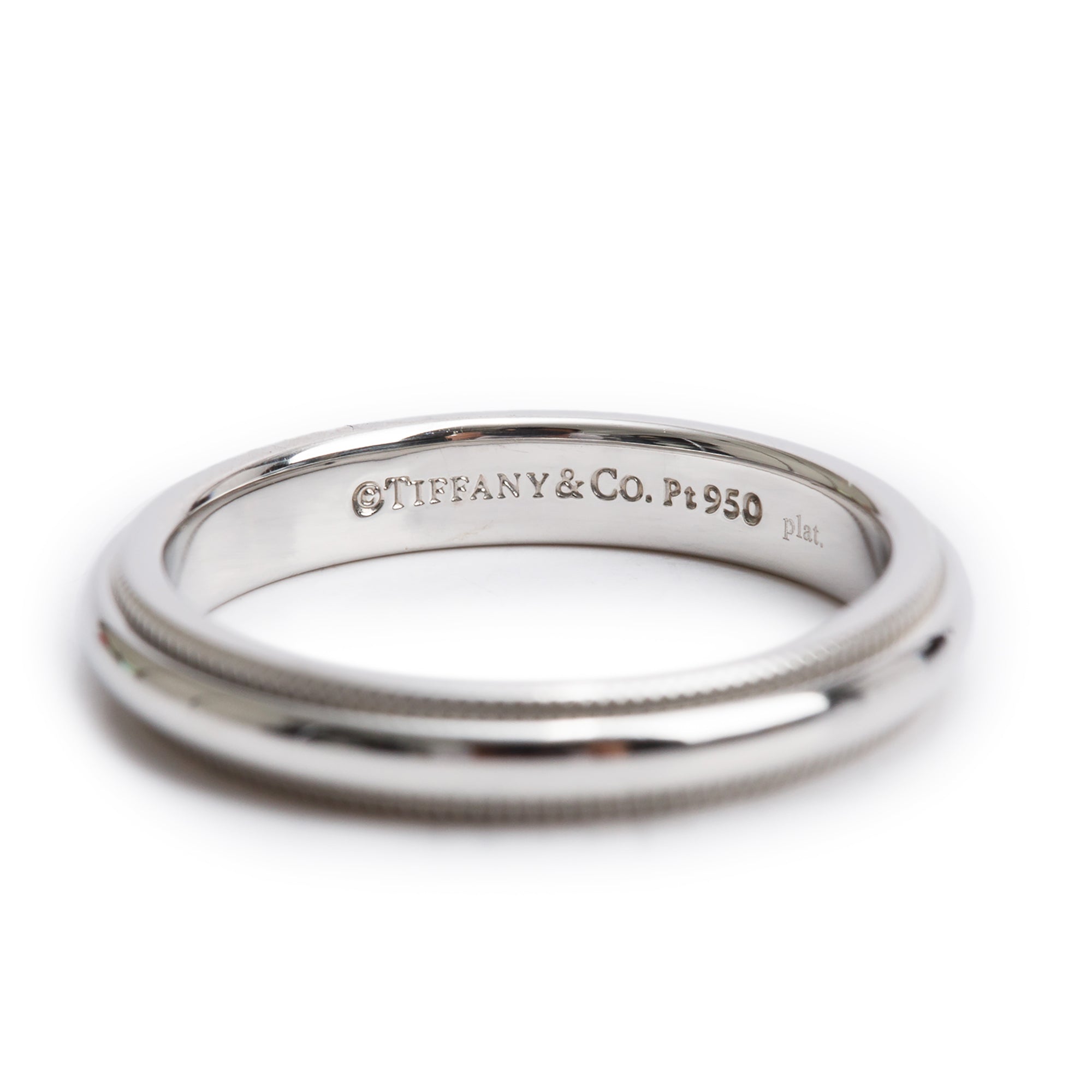 Tiffany & Co. Platinum Diamond Together Milgrain 3 MM Wedding Band Ring, Size 5.25