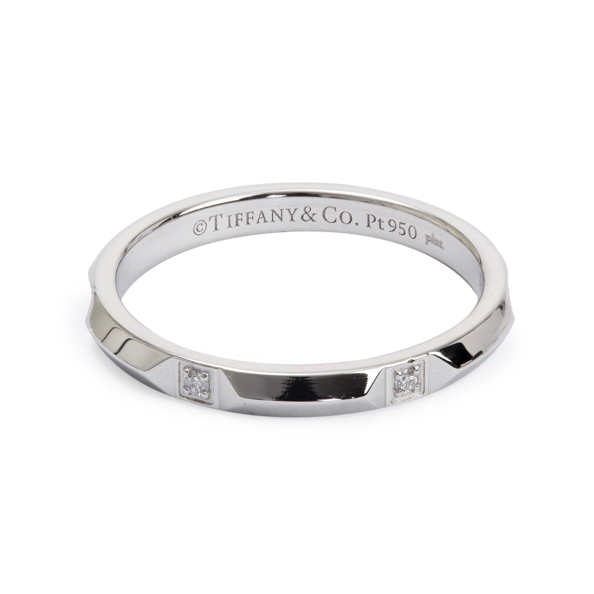 Tiffany & Co. Platinum Diamond True 2.5MM Band Ring, Size 9.25 w/ Box