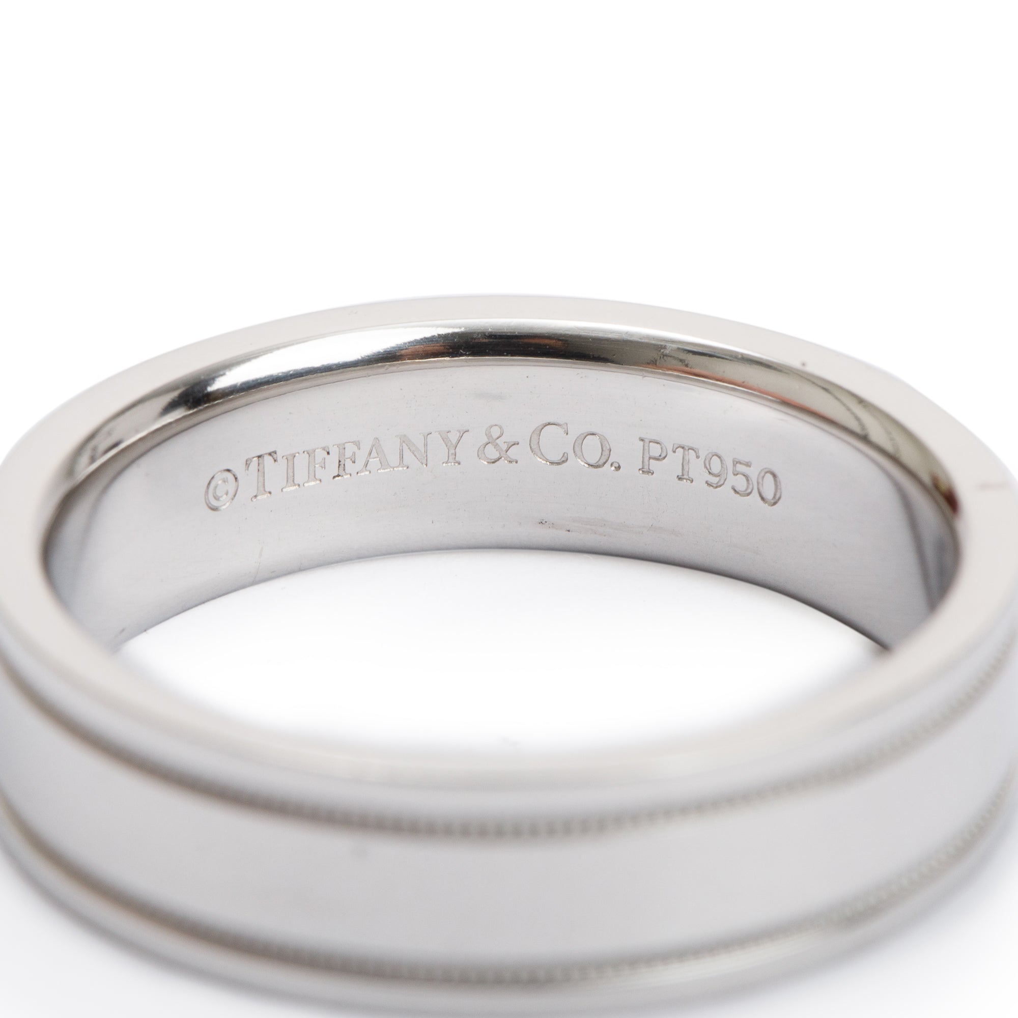 Tiffany & Co. Platinum Double Milgrain 6MM Wedding Band Ring, Size 10