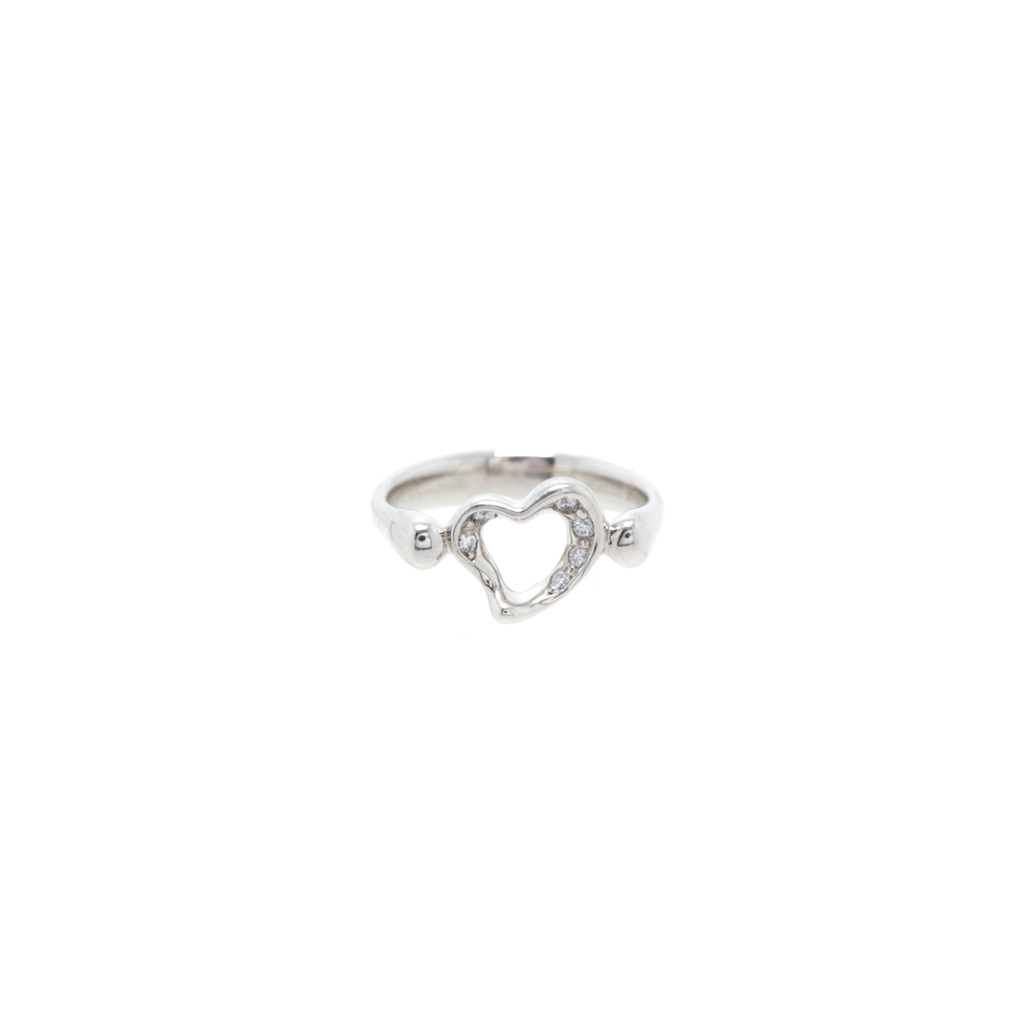 Tiffany & Co. Platinum Elsa Peretti Open Heart Diamond Ring