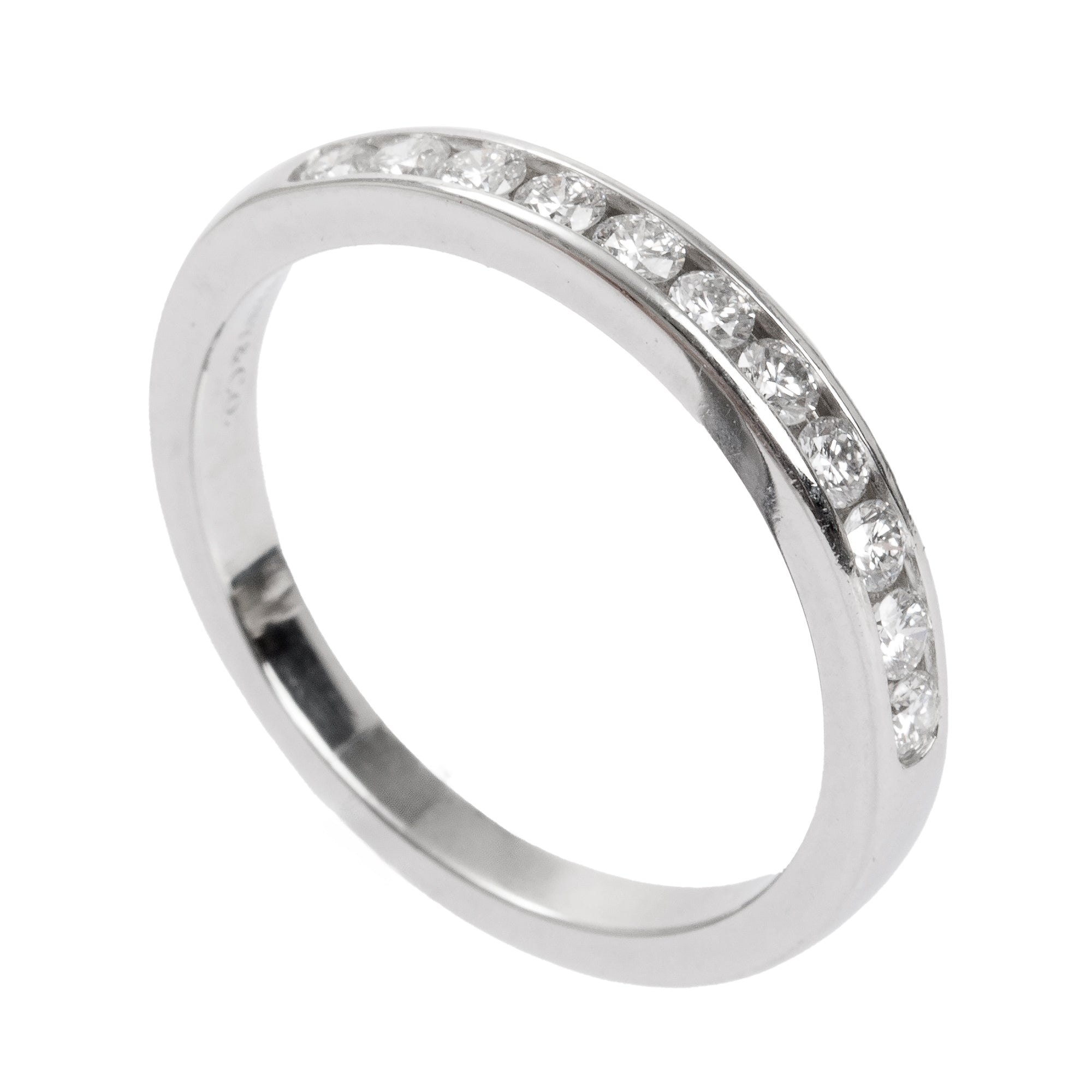 Tiffany & Co. Platinum Half-Circle Diamond 3 MM Wedding Band Ring, Size 8