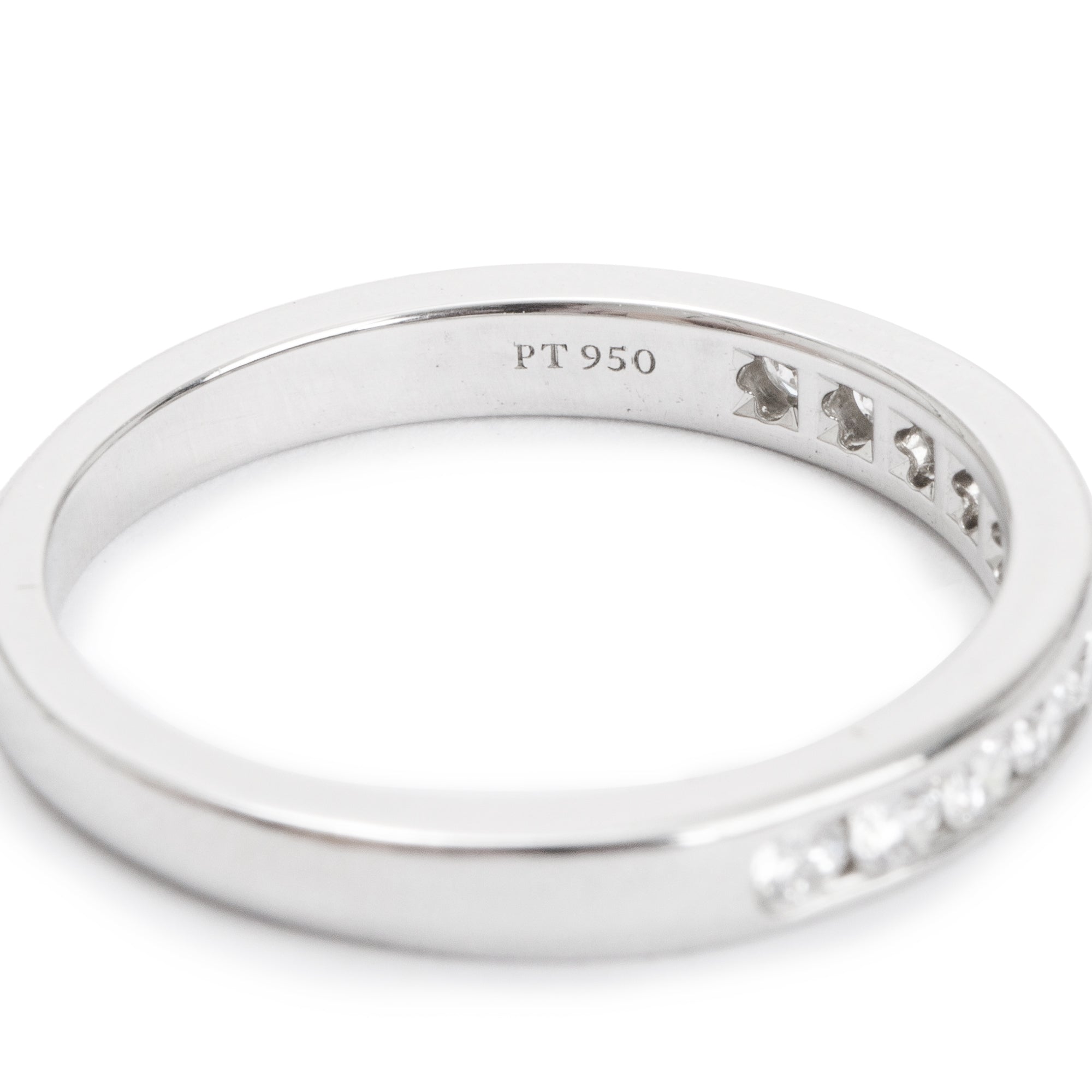 Tiffany & Co. Platinum Half-Circle Diamond 3 MM Wedding Band Ring, Size 8