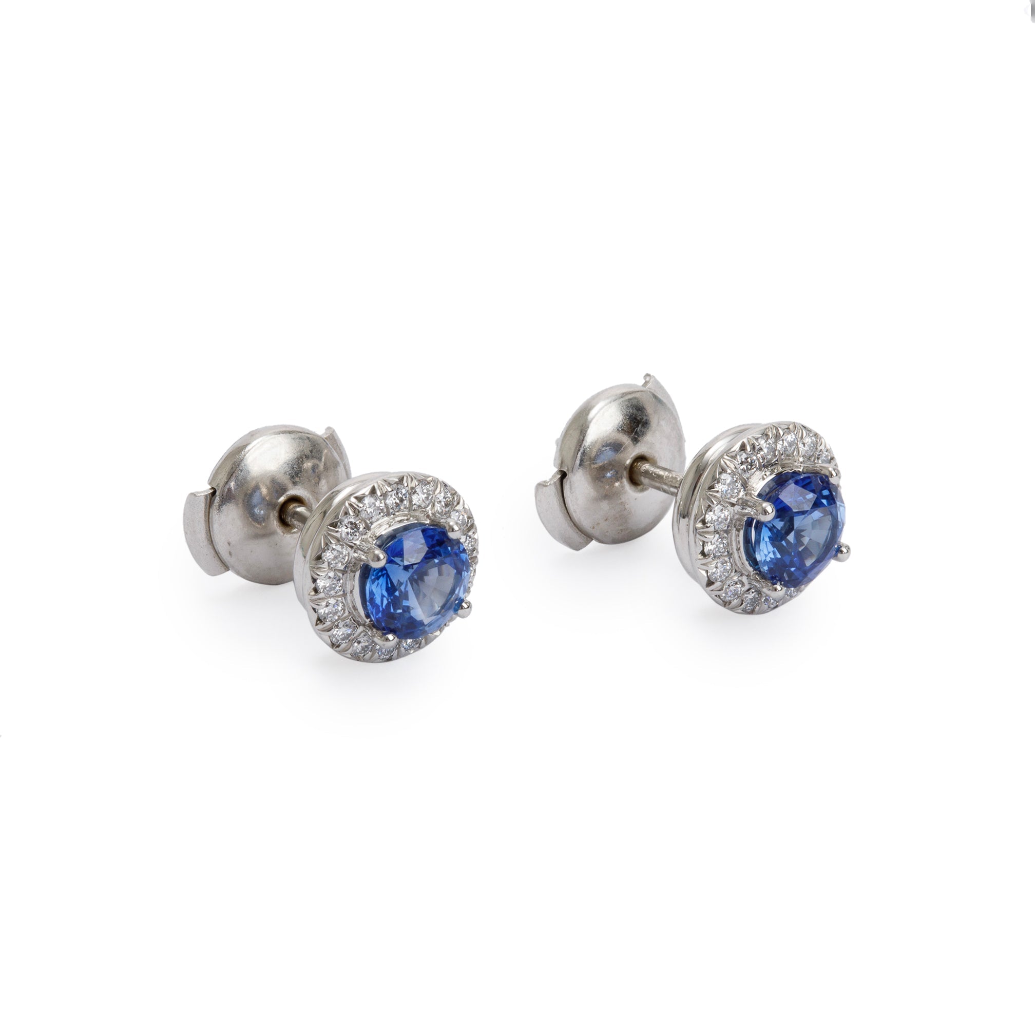 Tiffany & Co. Platinum Sapphire & Diamond Soleste Earrings w/ Box & Receipt
