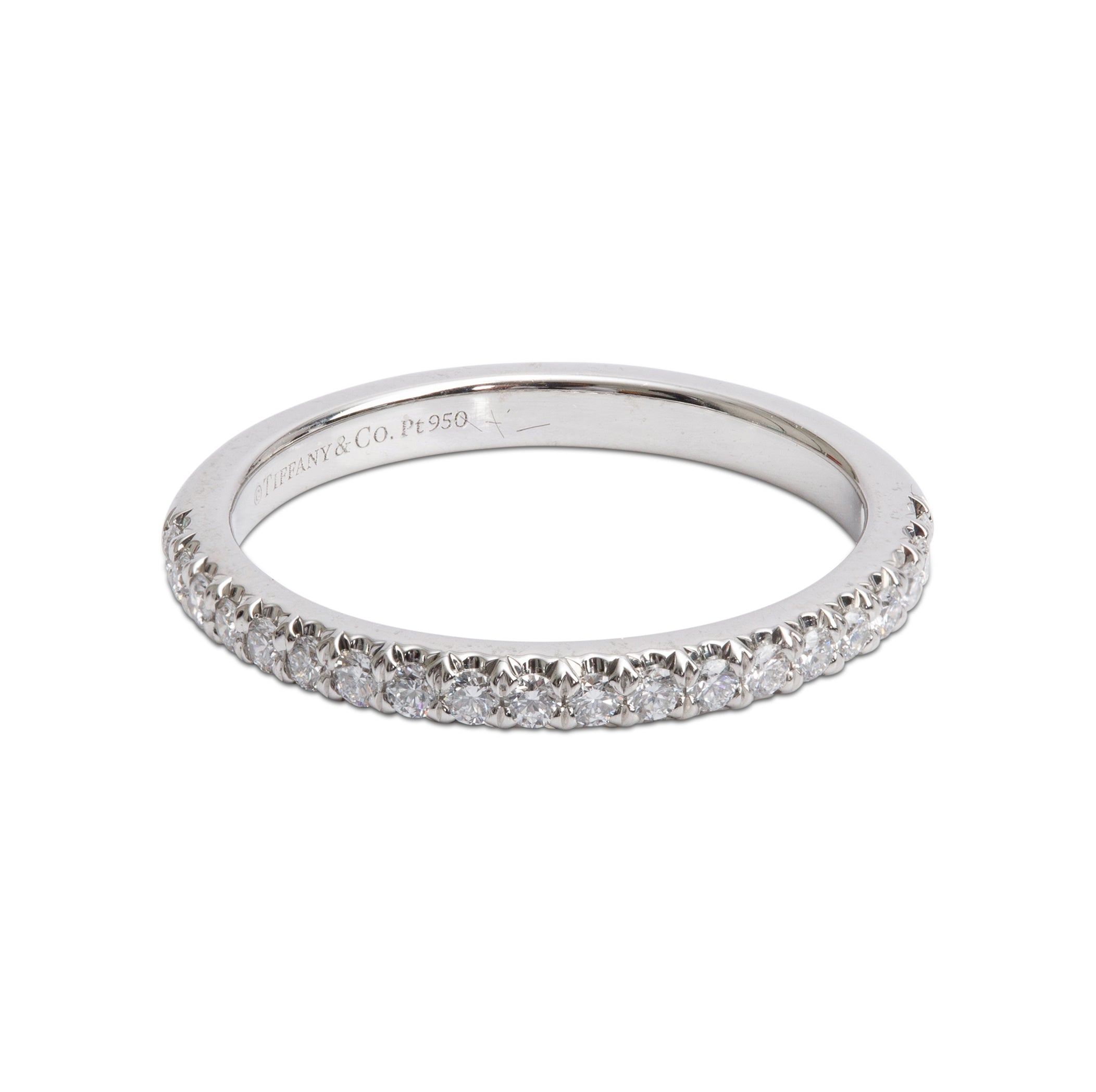 Tiffany & Co. Platinum Soleste Half Eternity Diamond Band Ring, Size 4 w/ Box