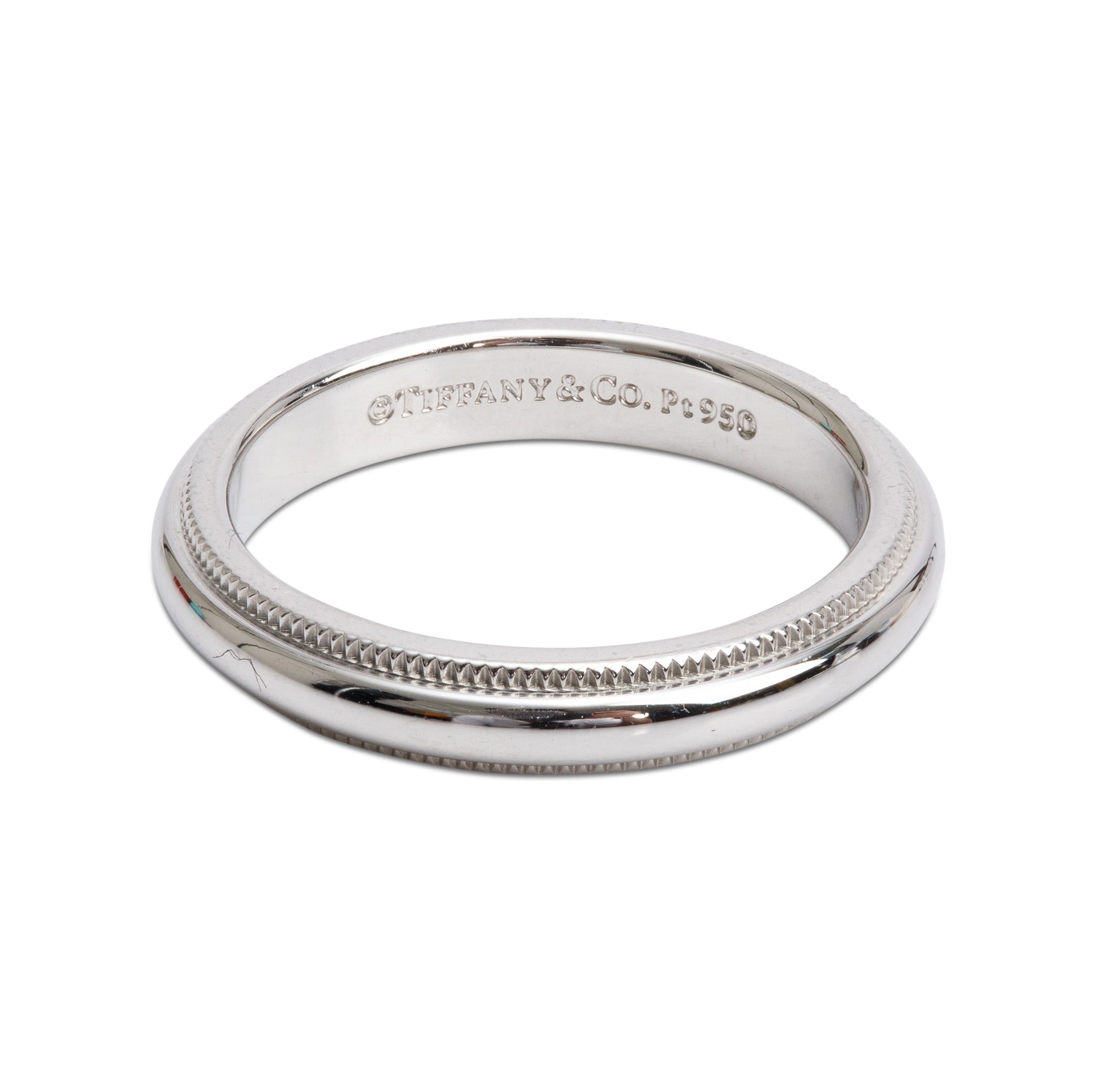 Tiffany & Co. Platinum Together Milgrain 3 MM Wedding Band Ring, Size 3.75