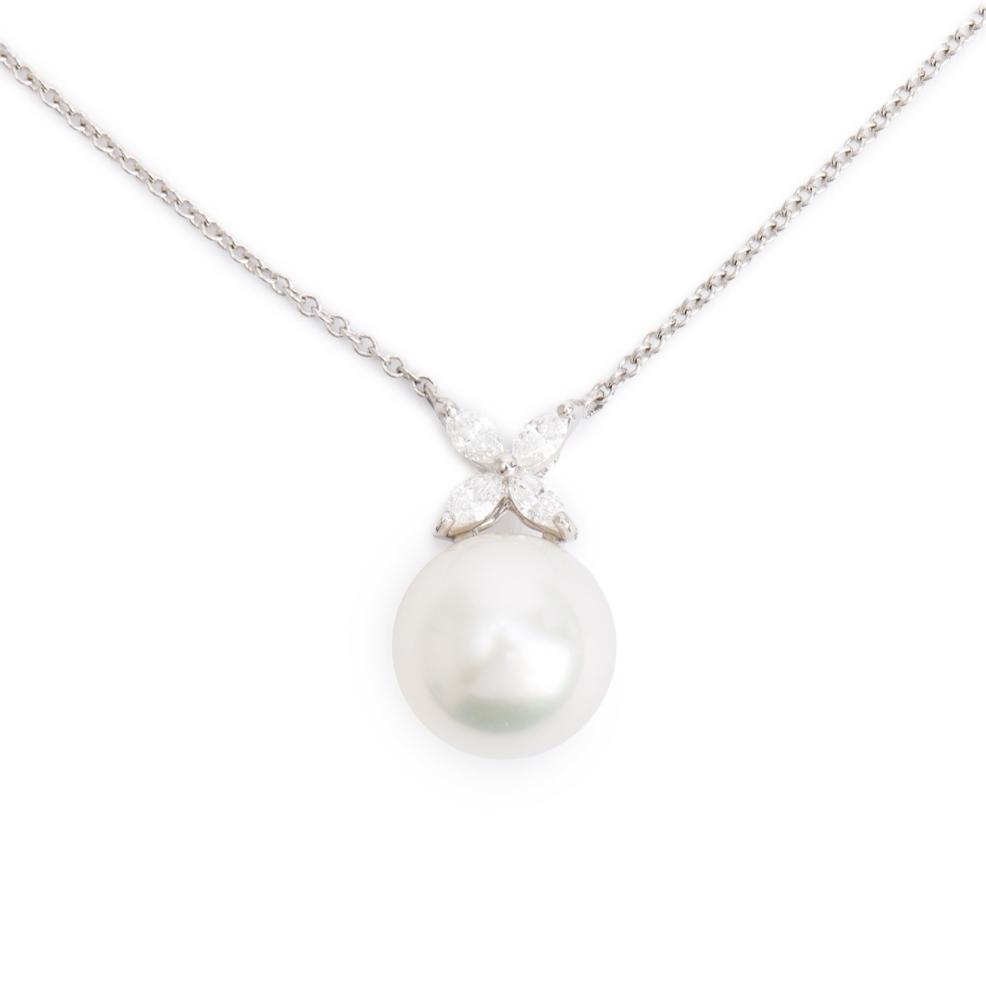 Tiffany & Co. Platinum Victoria South Sea Pearl & Diamond Pendant Necklace