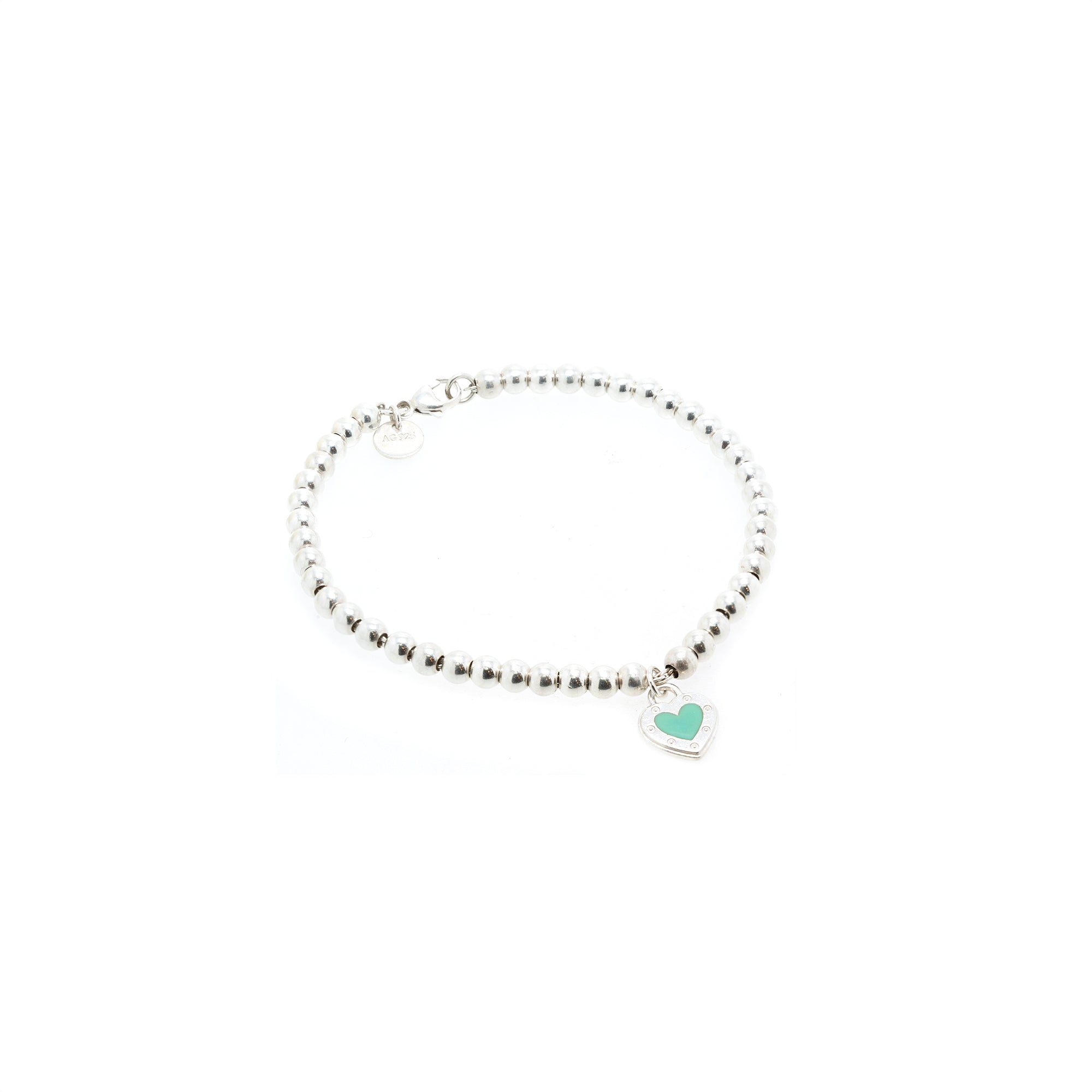 Tiffany & Co. Return to Love Mini Heart Tag Bead Bracelet with Blue Enamel