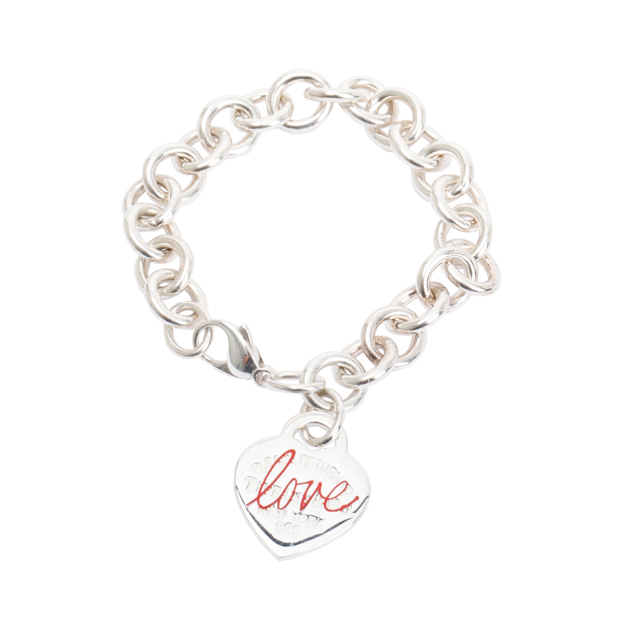 Tiffany & Co. Return to Tiffany Enamel 'Love' Heart Tag Charm Bracelet