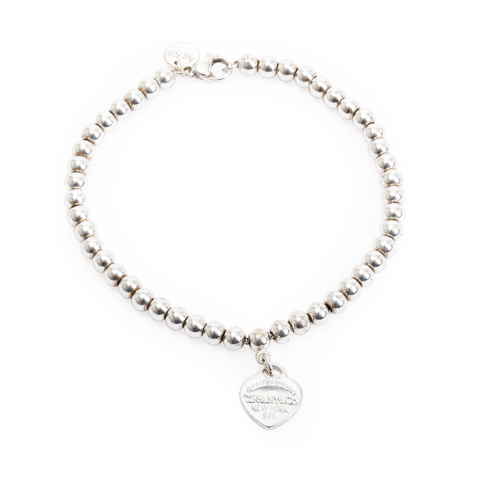 Tiffany & Co. Return to Tiffany Mini Heart Tag Bead Bracelet with Blue Enamel