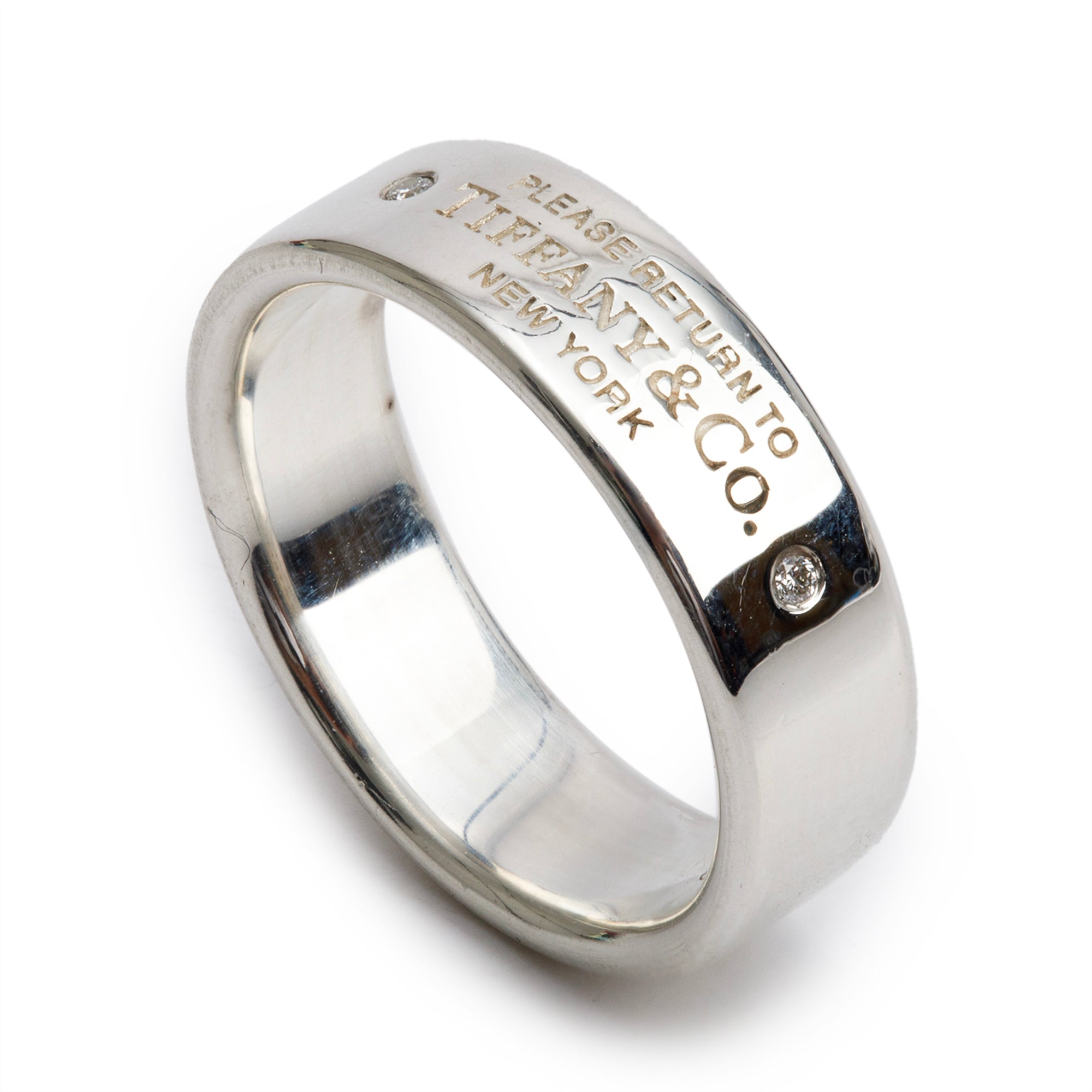 Tiffany & Co. Return to Tiffany Sterling Silver Diamond 6 MM Ring, Size 6.25