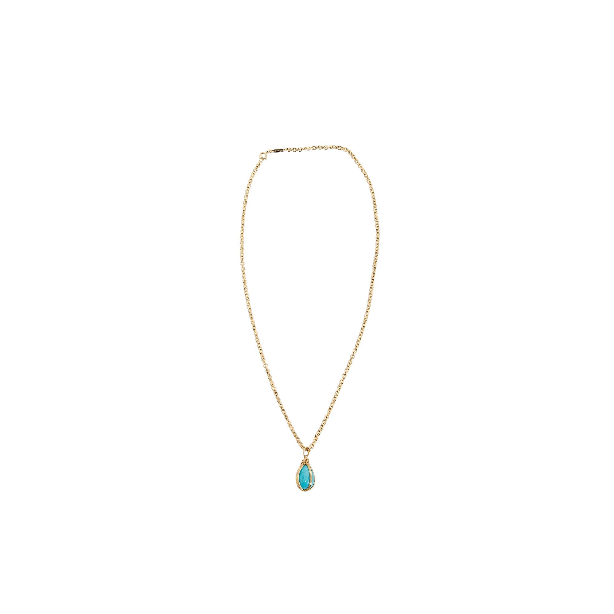 Tiffany & Co. Schlumberger 18k Yellow Gold Turquoise Egg Pendant Necklace w/ Box