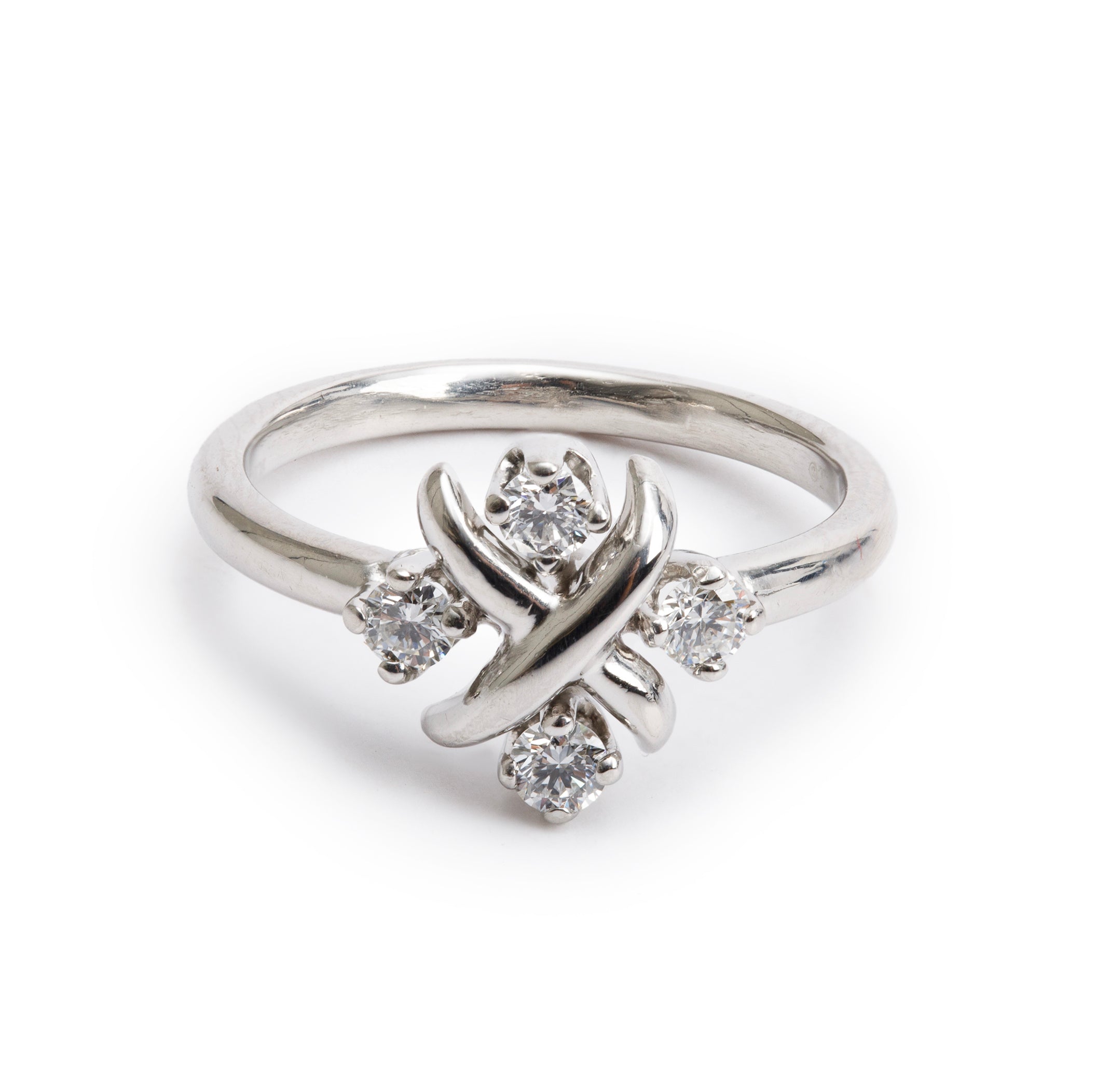 Tiffany & Co. Schlumberger Platinum Diamond Lynn Ring, Size 4