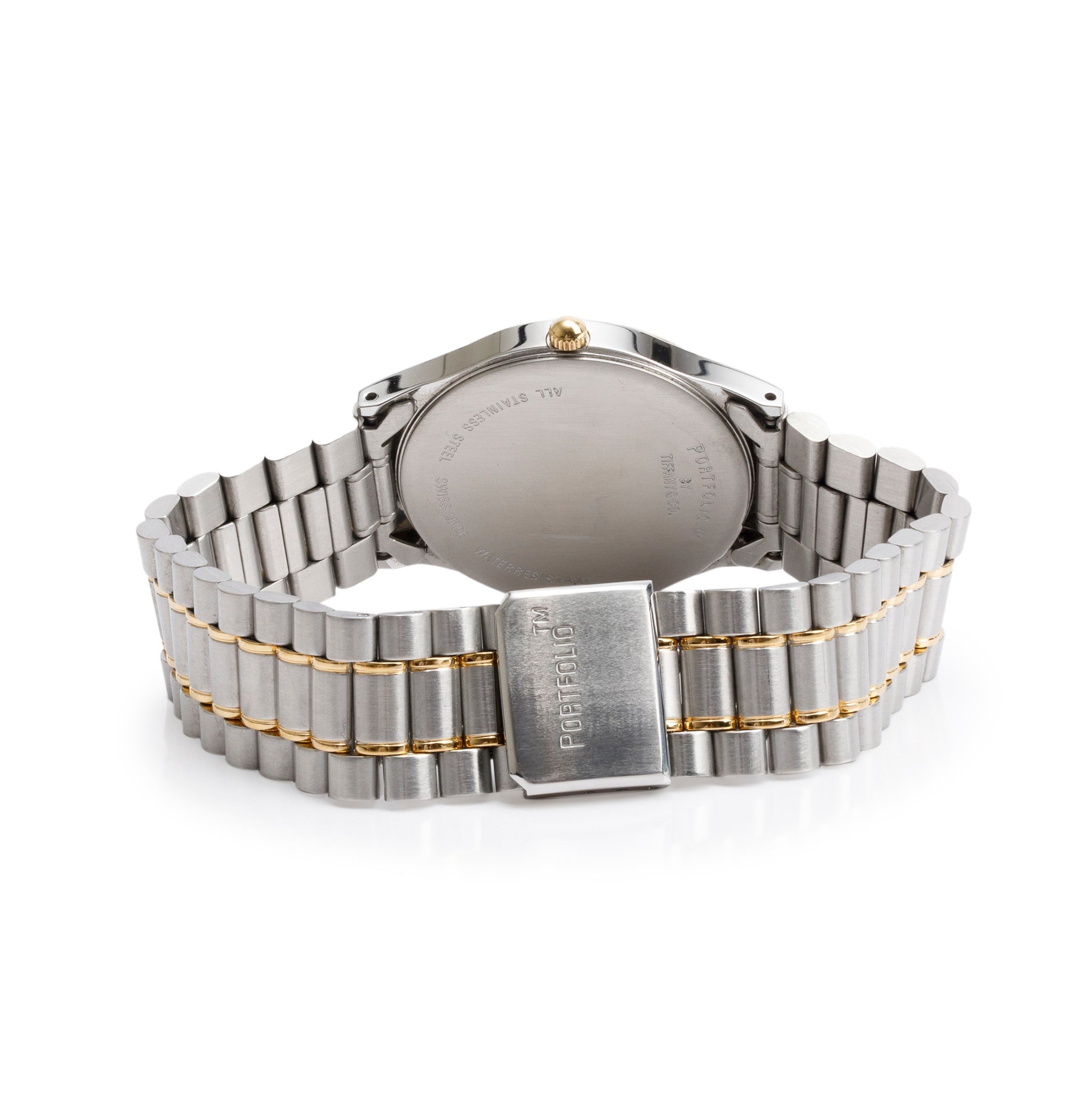 Tiffany & Co. Stainless Steel & 18k Yellow Gold Portfolio 33 MM Watch w/ Box