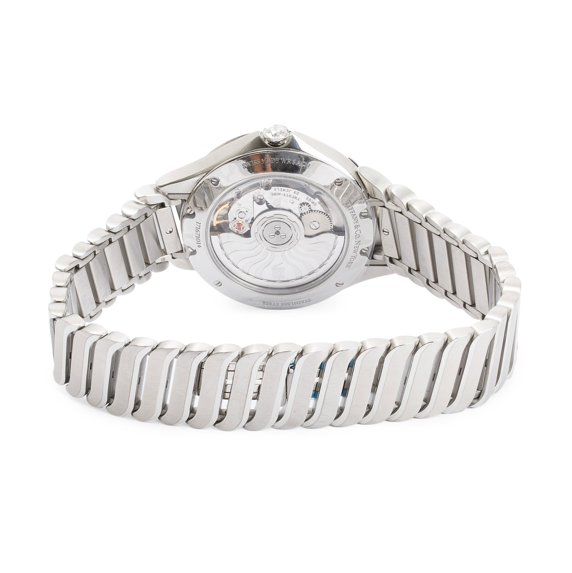 Tiffany & Co. Stainless Steel Metro Diamond Bezel & Dial 34 MM 3-Hand Automatic Watch w/ Box & Papers