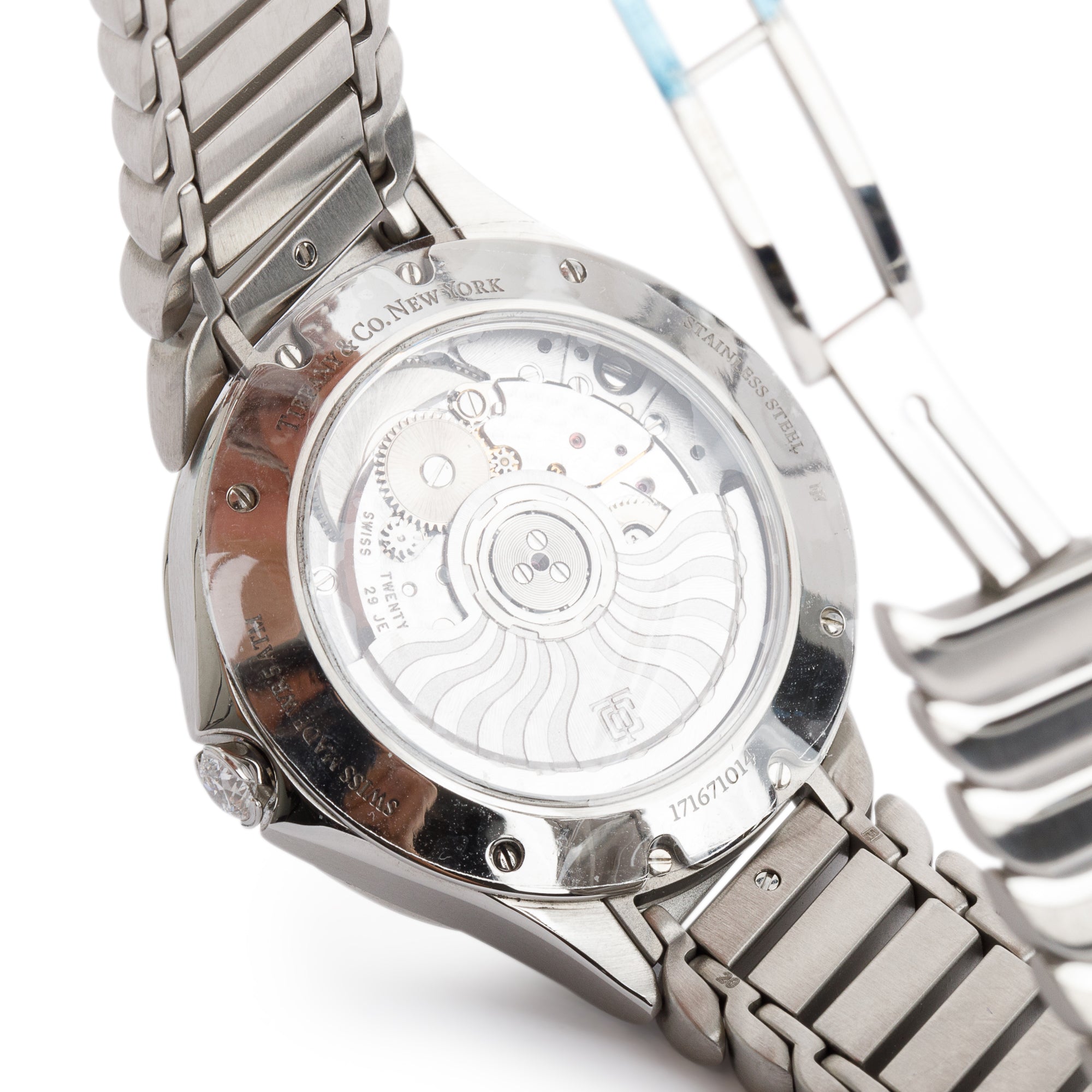 Tiffany & Co. Stainless Steel Metro Diamond Bezel & Dial 34 MM 3-Hand Automatic Watch w/ Box & Papers