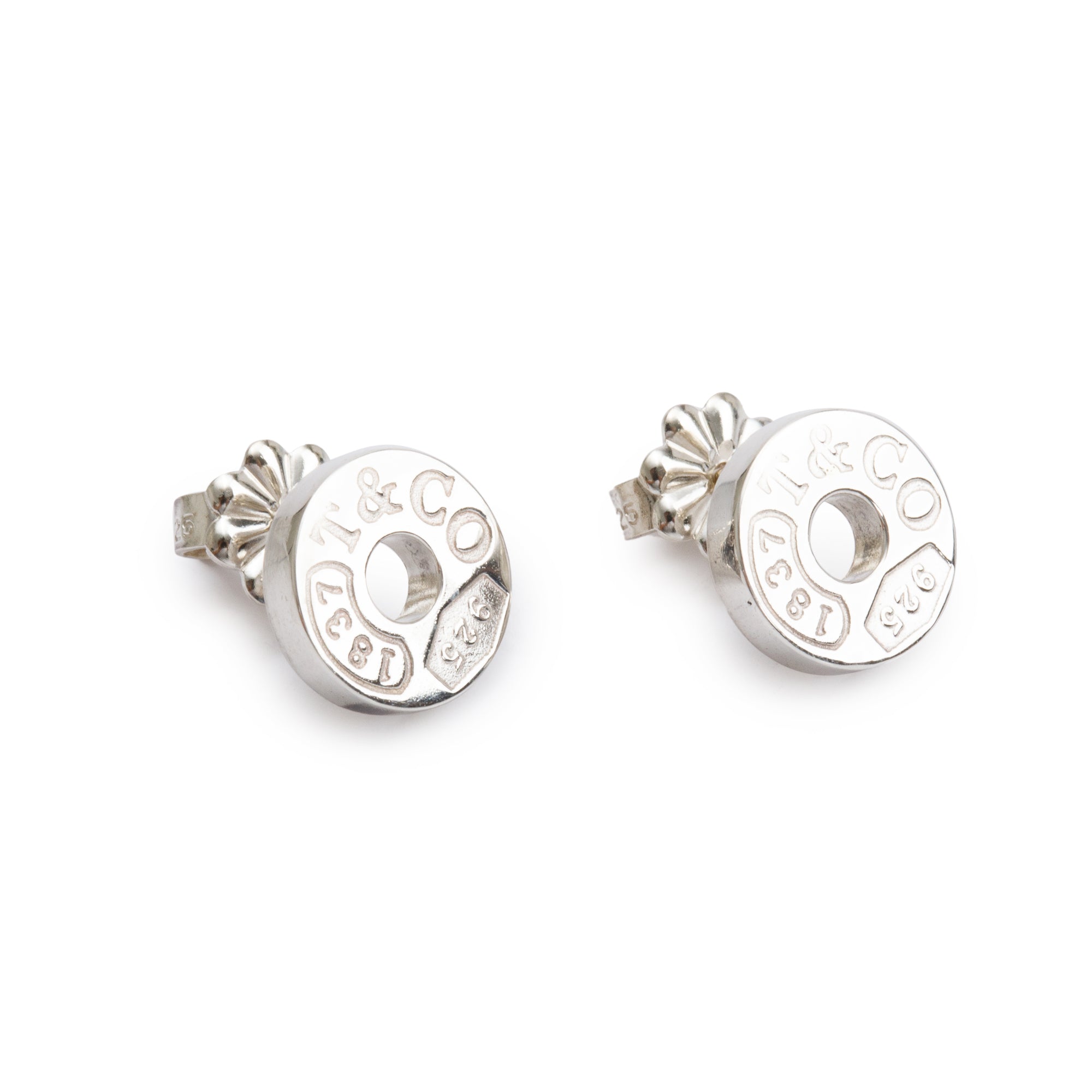 Tiffany & Co. Sterling Silver 1837 Circle Stud Earrings
