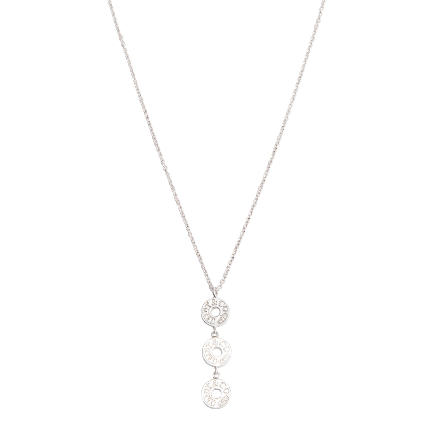 Tiffany & Co. Sterling Silver 1837 Circle Triple Drop Pendant Necklace