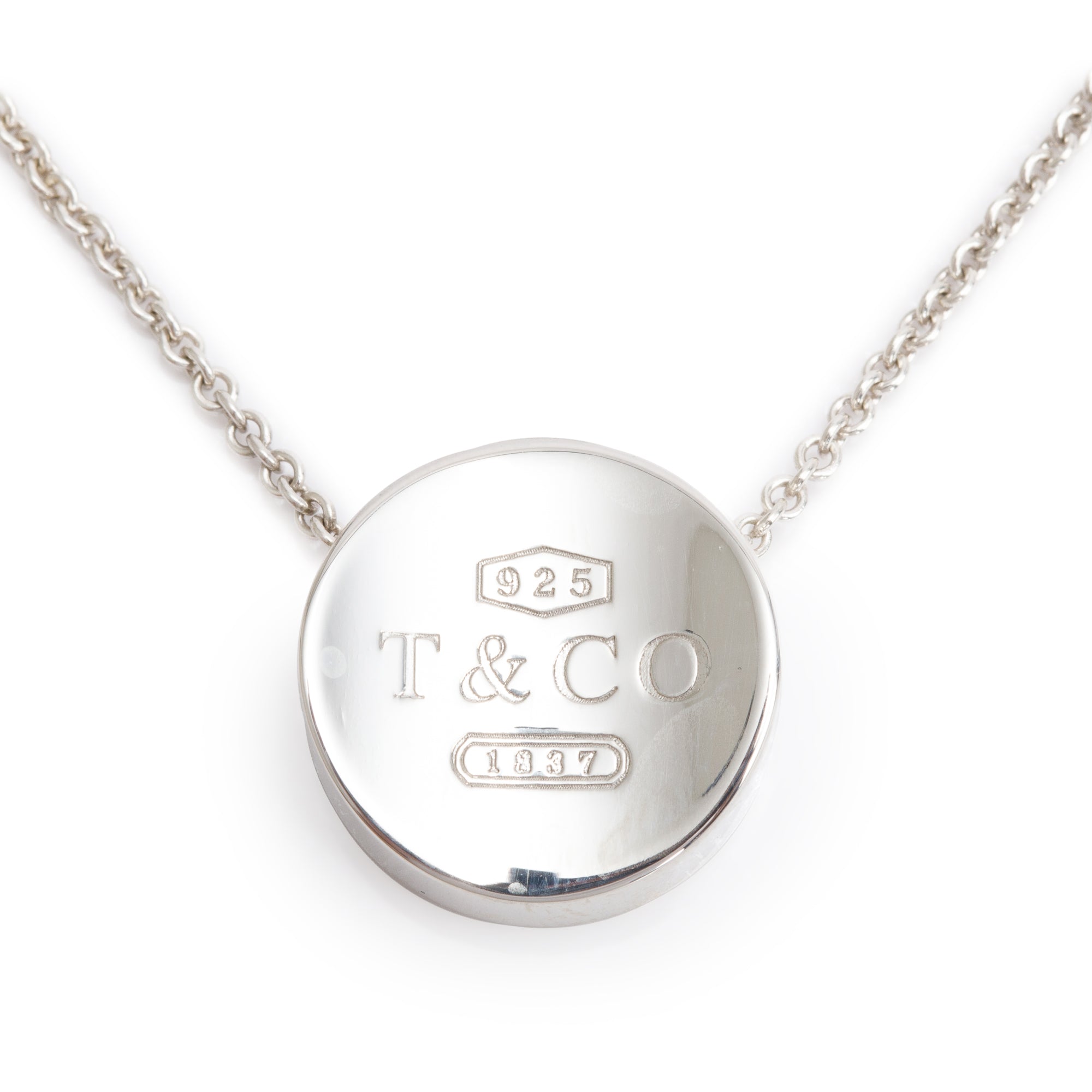 Tiffany & Co. Sterling Silver 1837 Concave Pendant Necklace