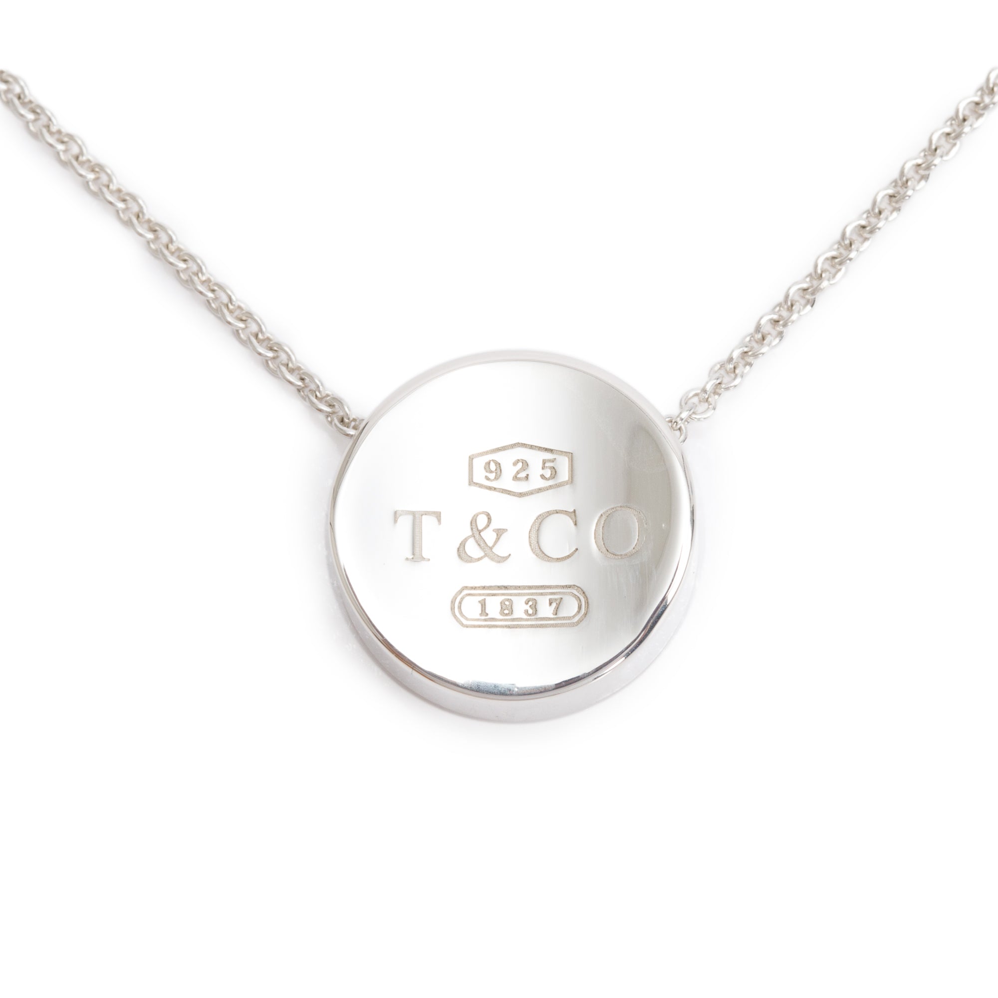 Tiffany & Co. Sterling Silver 1837 Concave Pendant Necklace