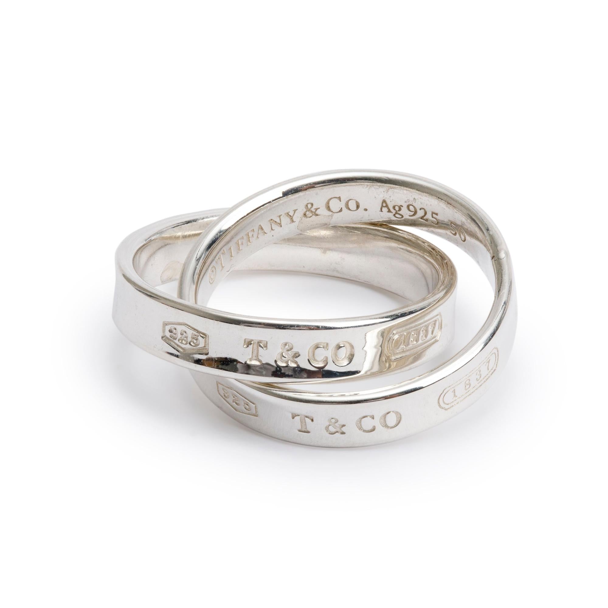 Tiffany & Co. Sterling Silver 1837 Interlocking Circles Ring, Size 4