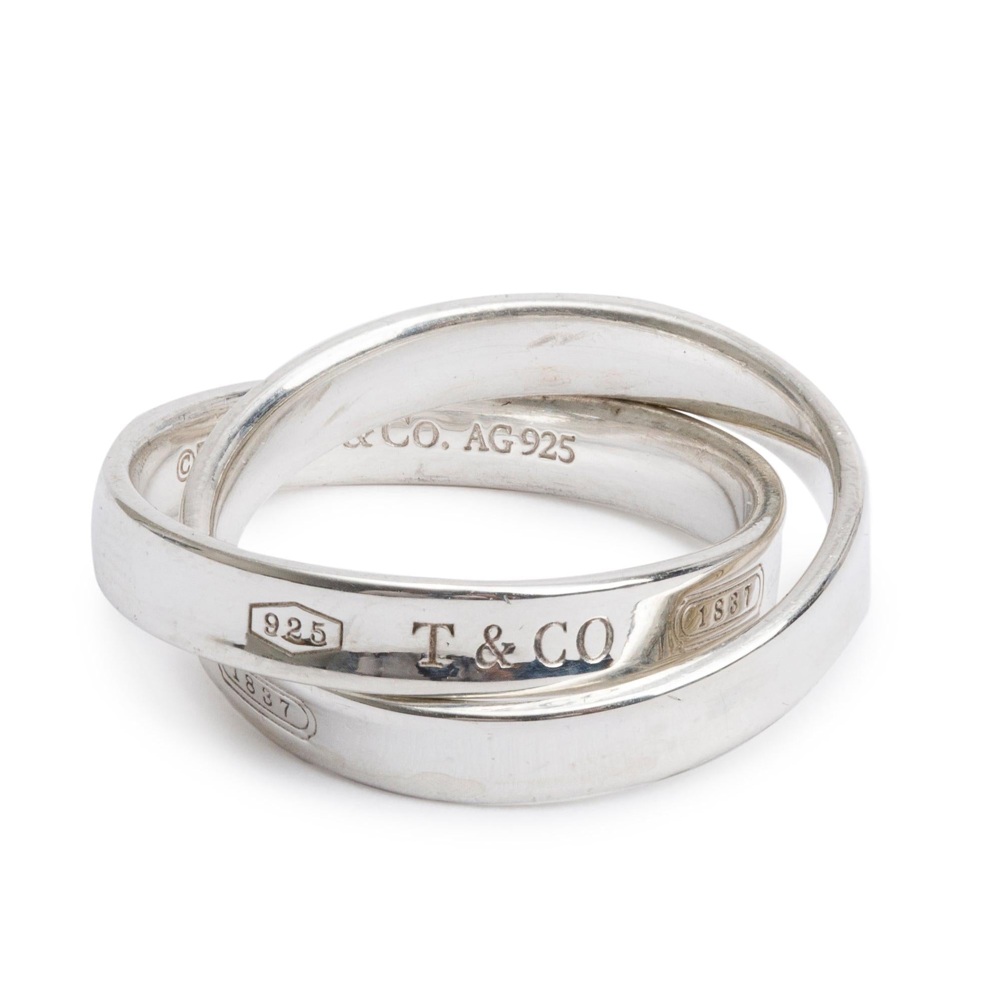 Tiffany & Co. Sterling Silver 1837 Interlocking Circles Ring, Size 6.5