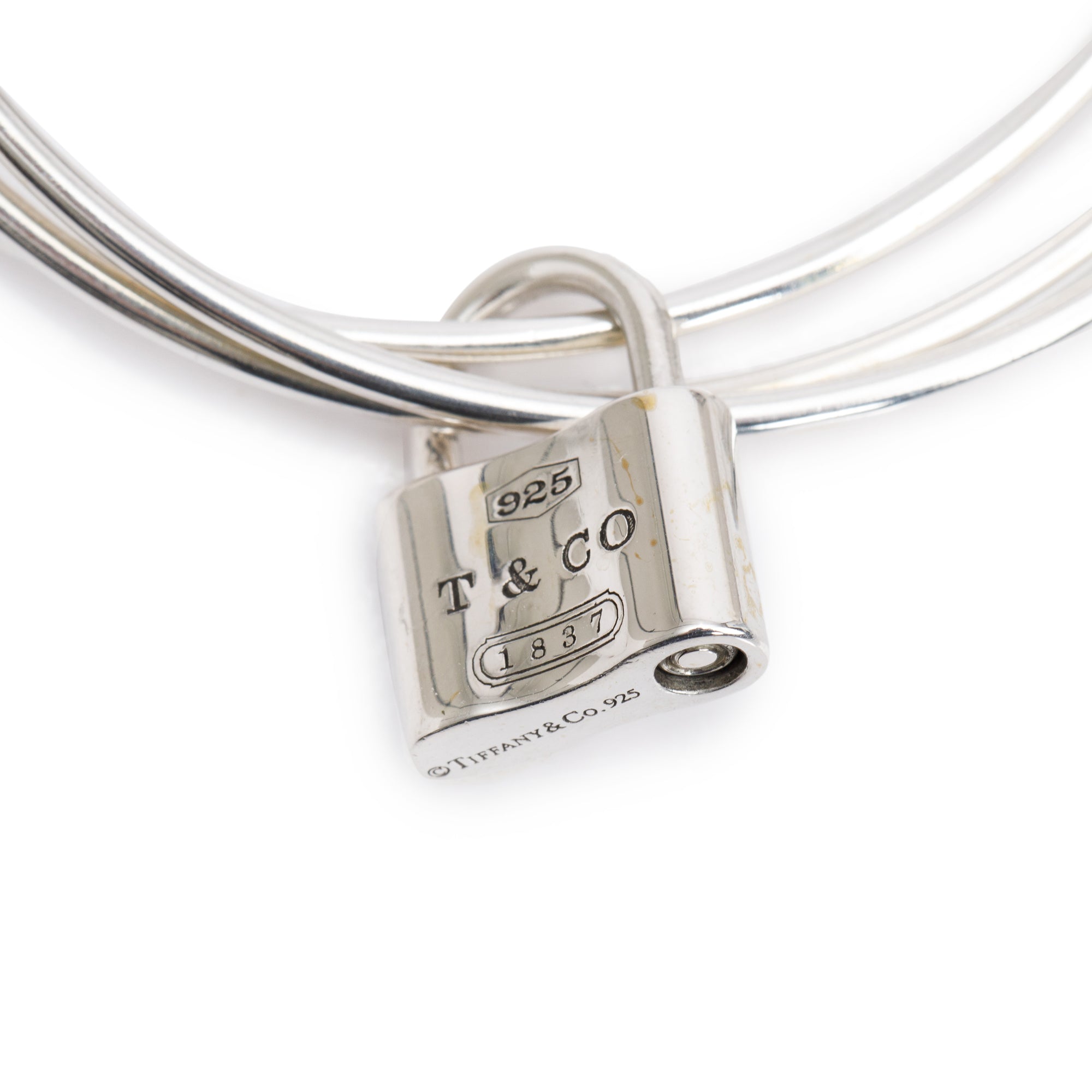 Tiffany & Co. Sterling Silver 1837 Lock Triple Bangle Bracelet